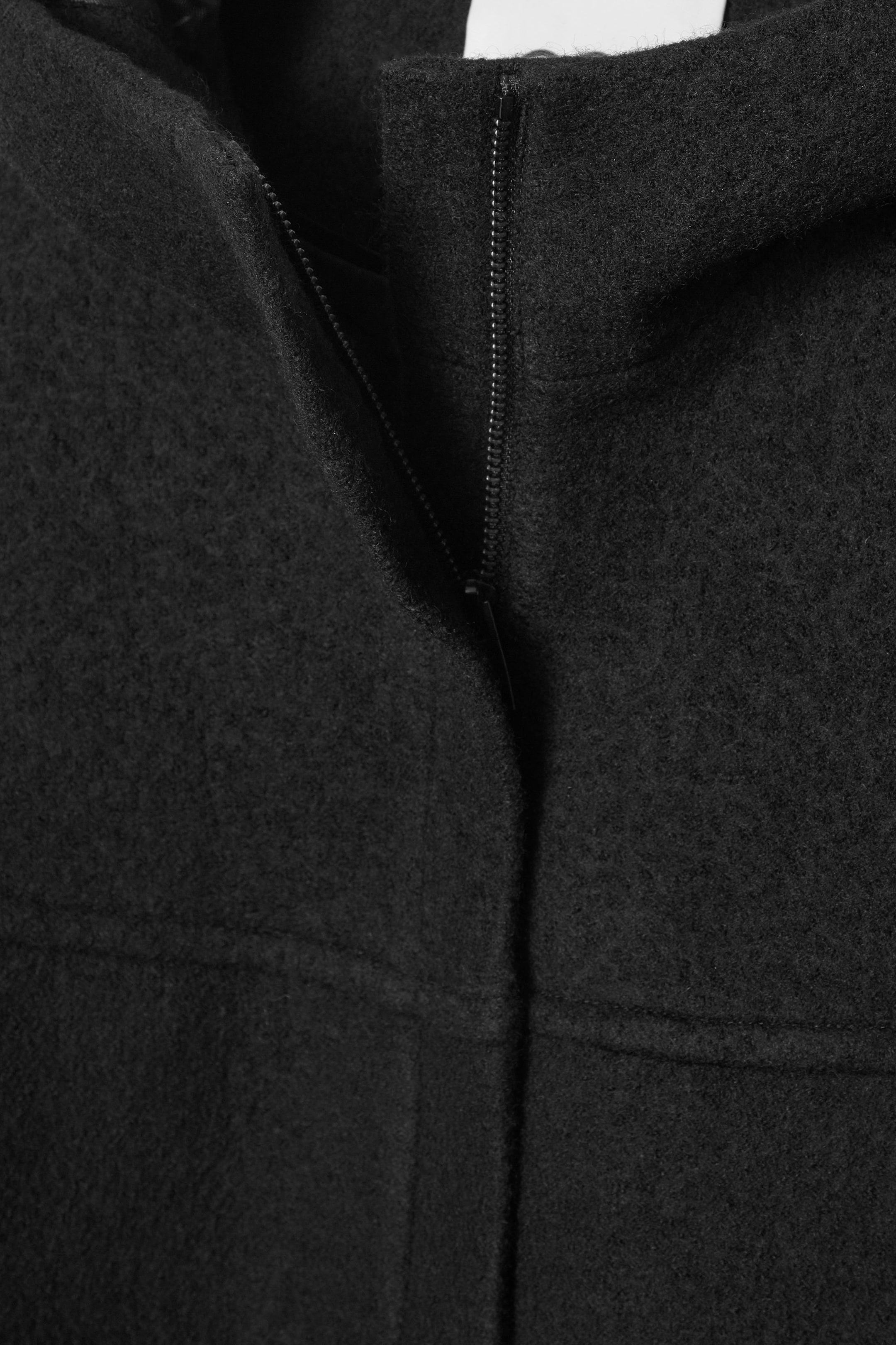 HOODED BOILED-WOOL COAT