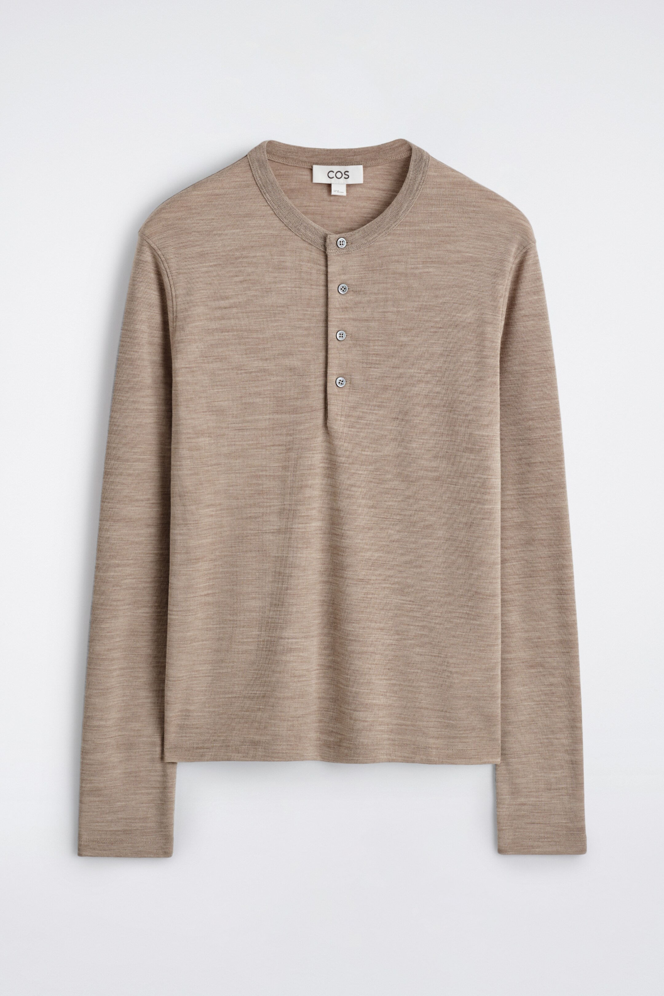 View larger image: WOOL-BLEND HENLEY TOP - BEIGE MÉLANGE - Men | H&M GB 6