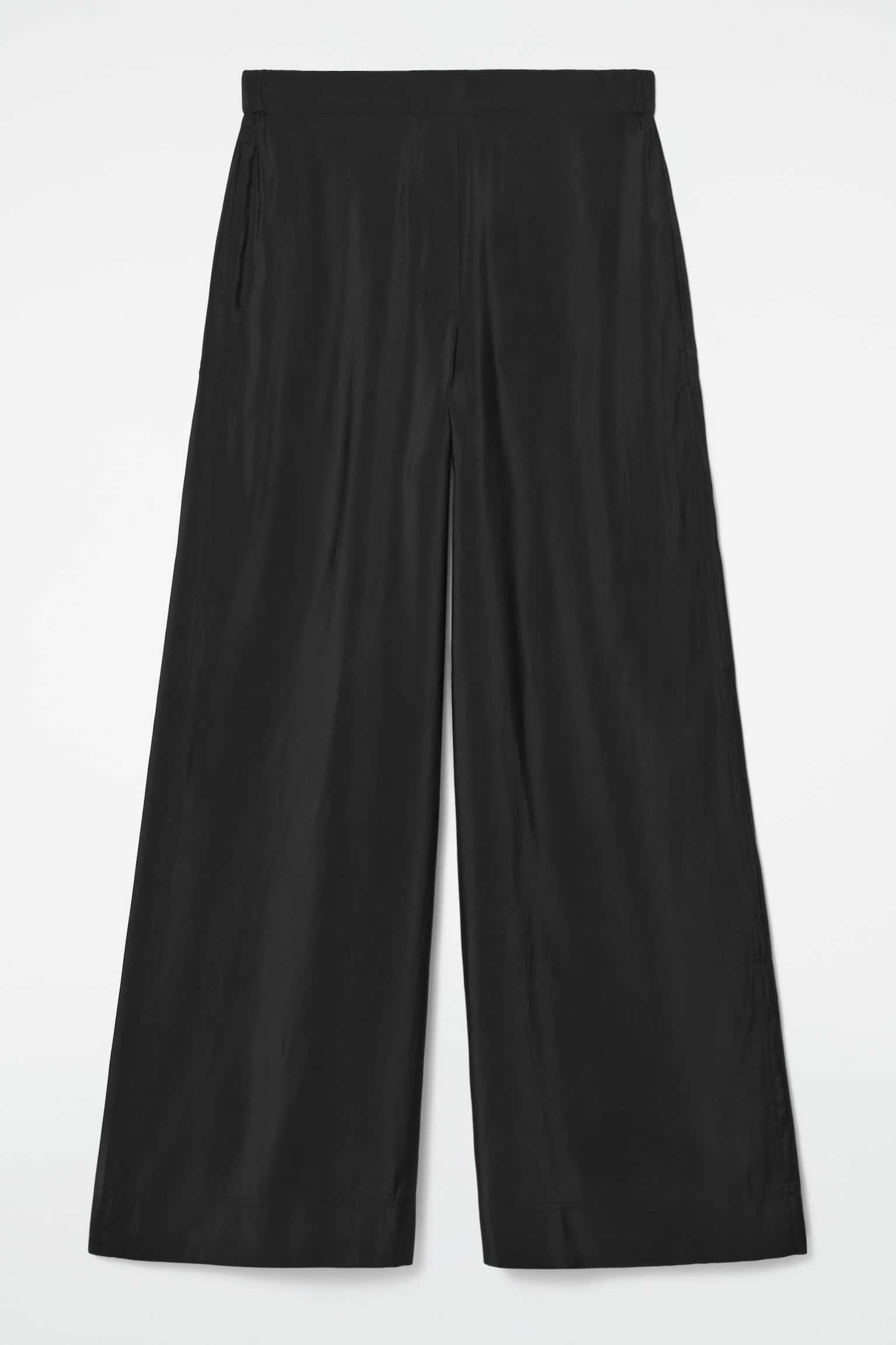 ELASTICATED WIDE-LEG TROUSERS - BLACK/OFF-WHITE/BRIGHT BLUE
