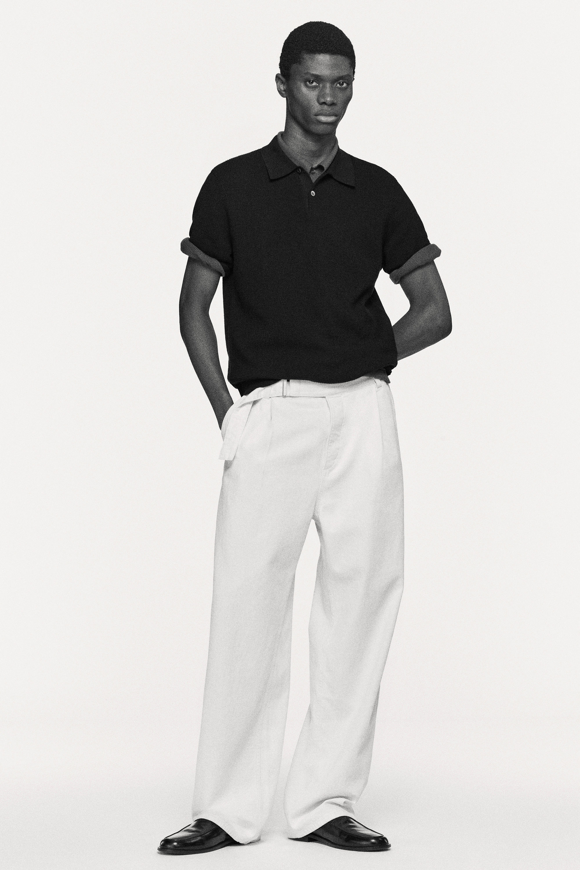 BELTED DENIM RELAXED-FIT BARREL-LEG PANTS - OFF-WHITE | COS US