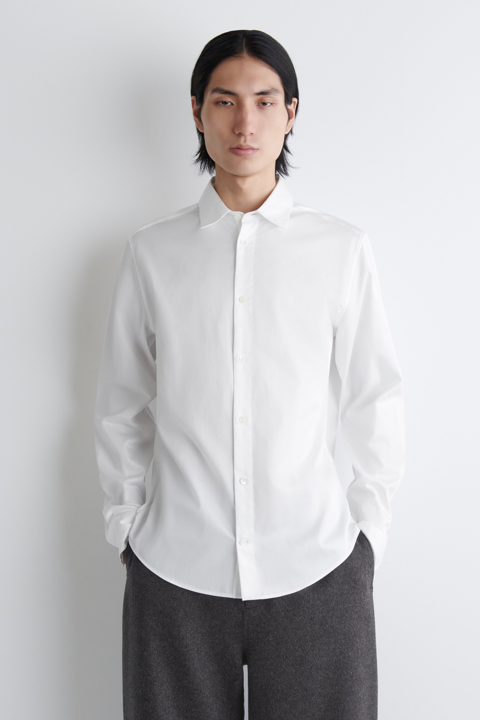 CAMISA DE ALGODÓN ESTRUCTURADA - BLANCO