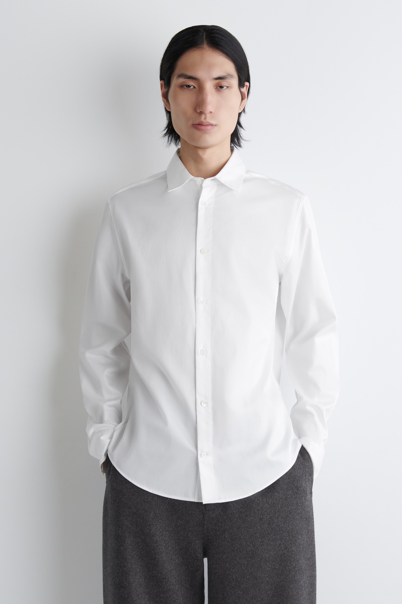 CAMICIA SARTORIALE IN COTONE - BIANCO - 1
