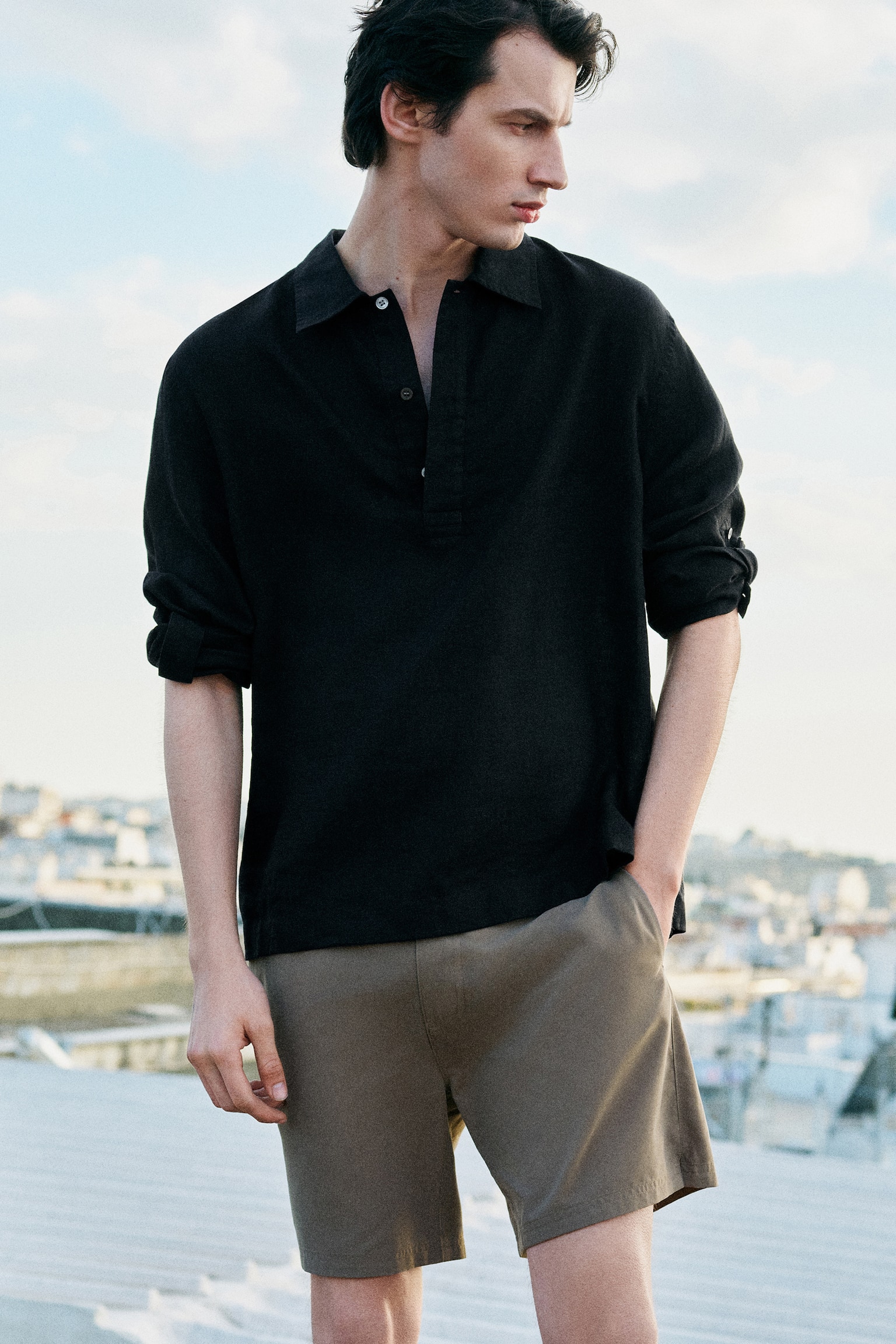 ЛЕНЕНА ПОПОВЪР РИЗА - ЧЕРНО/КАФЯВО - 7