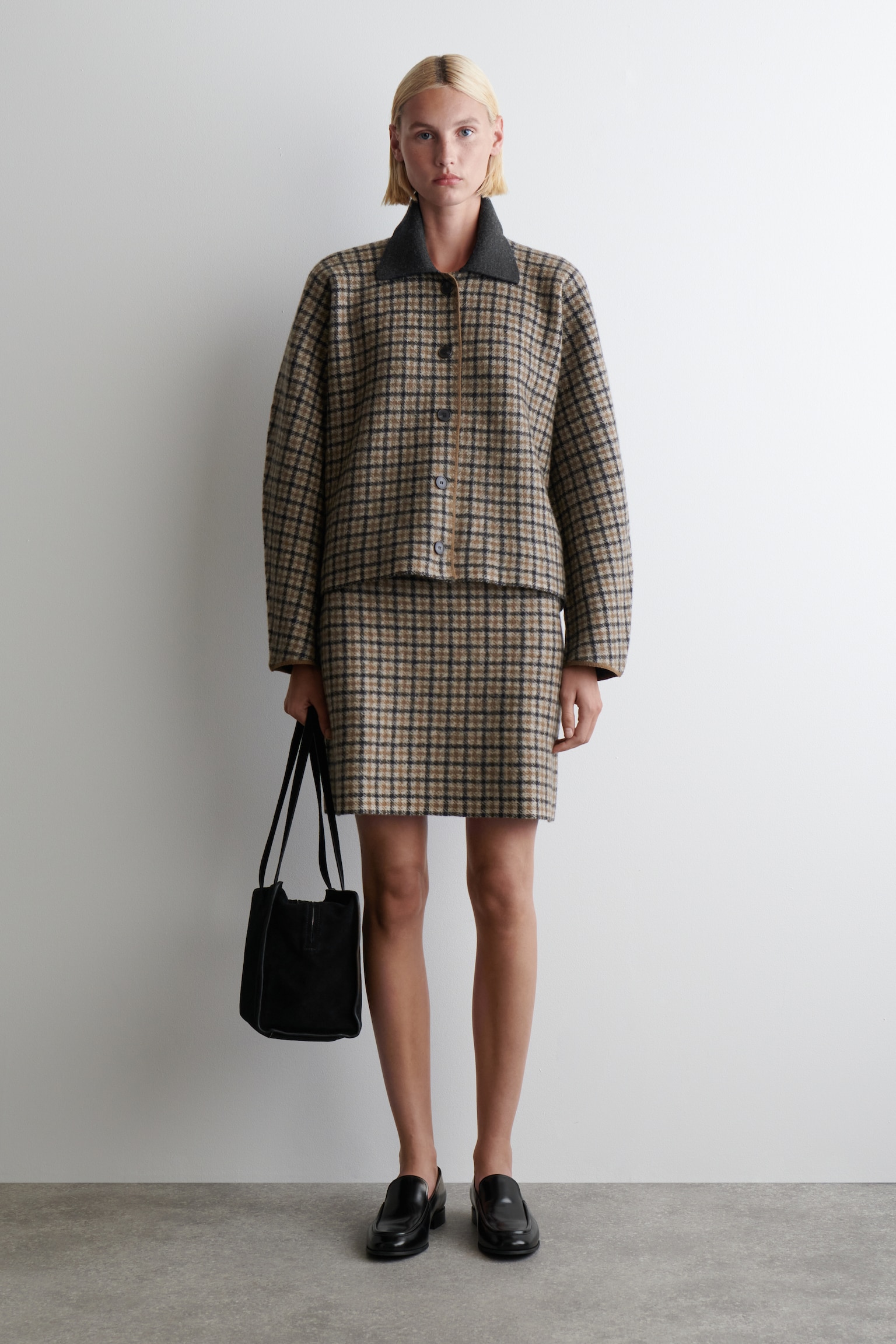 SZABOTT MERINO GYAPJÚ DZSEKI - BEIGE / KOCKÁS/SZÜRKE MELÍR/SÖTÉTBARNA - 3