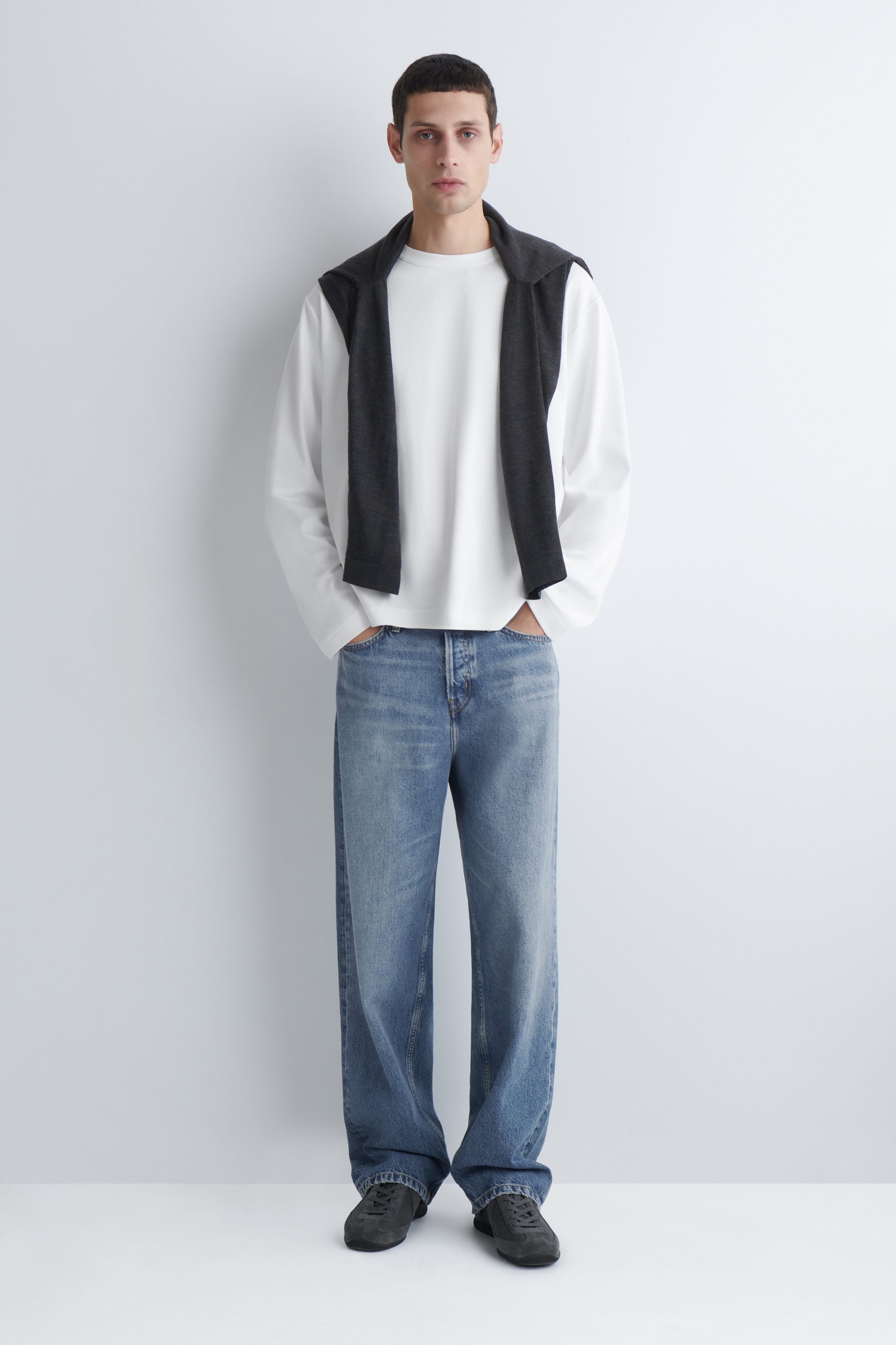 RELAXED JERSEY INTERLOCK LONG-SLEEVED T-SHIRT