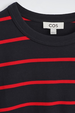RELAXED JERSEY INTERLOCK LONG-SLEEVED T-SHIRT — NAVY / RED / STRIPED 6