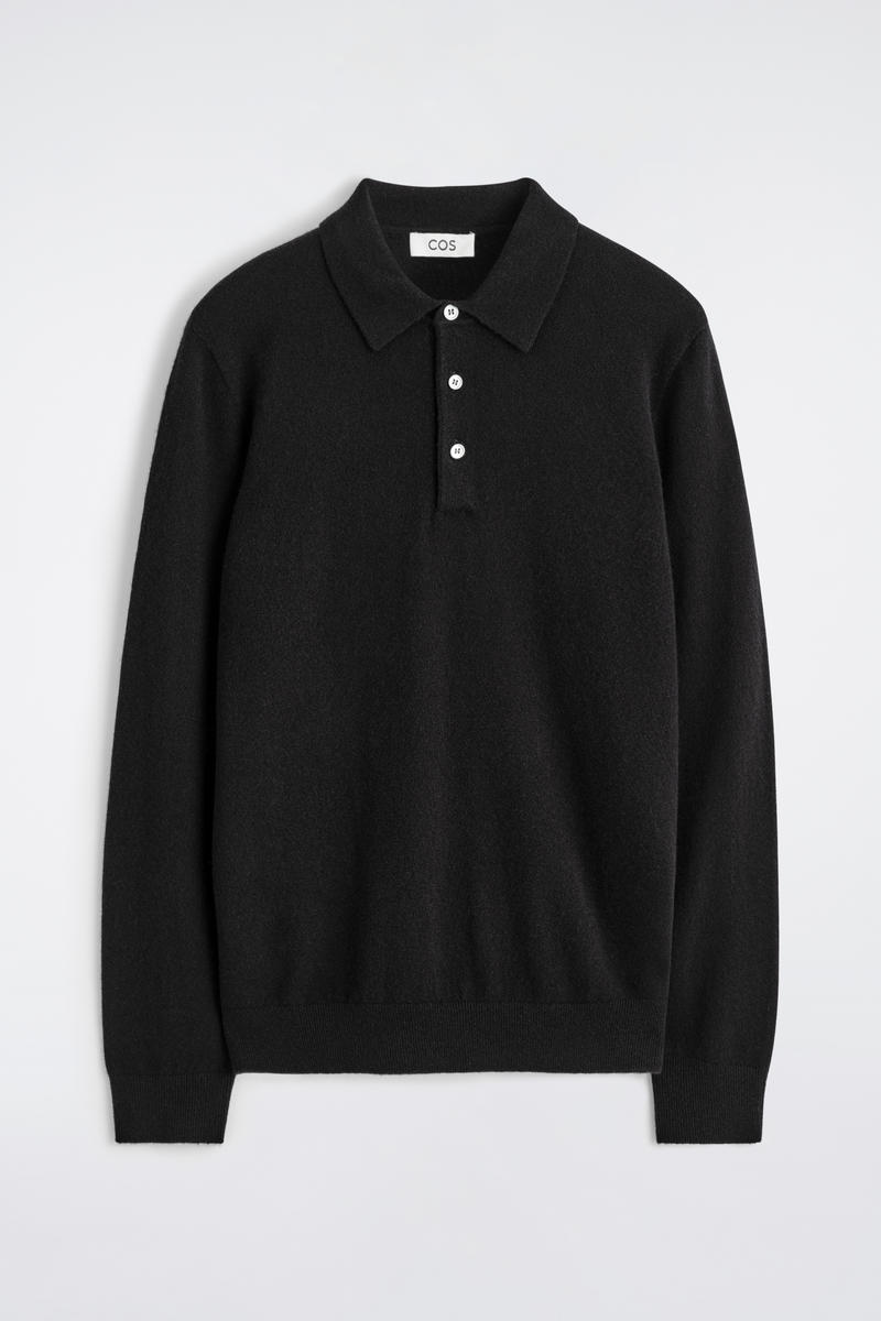 Cos Polo In Cashmere Senza Cuciture In Black