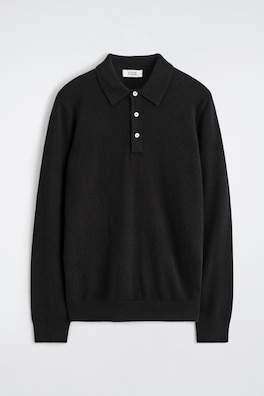 SEAMLESS PURE CASHMERE POLO SHIRT — BLACK 7