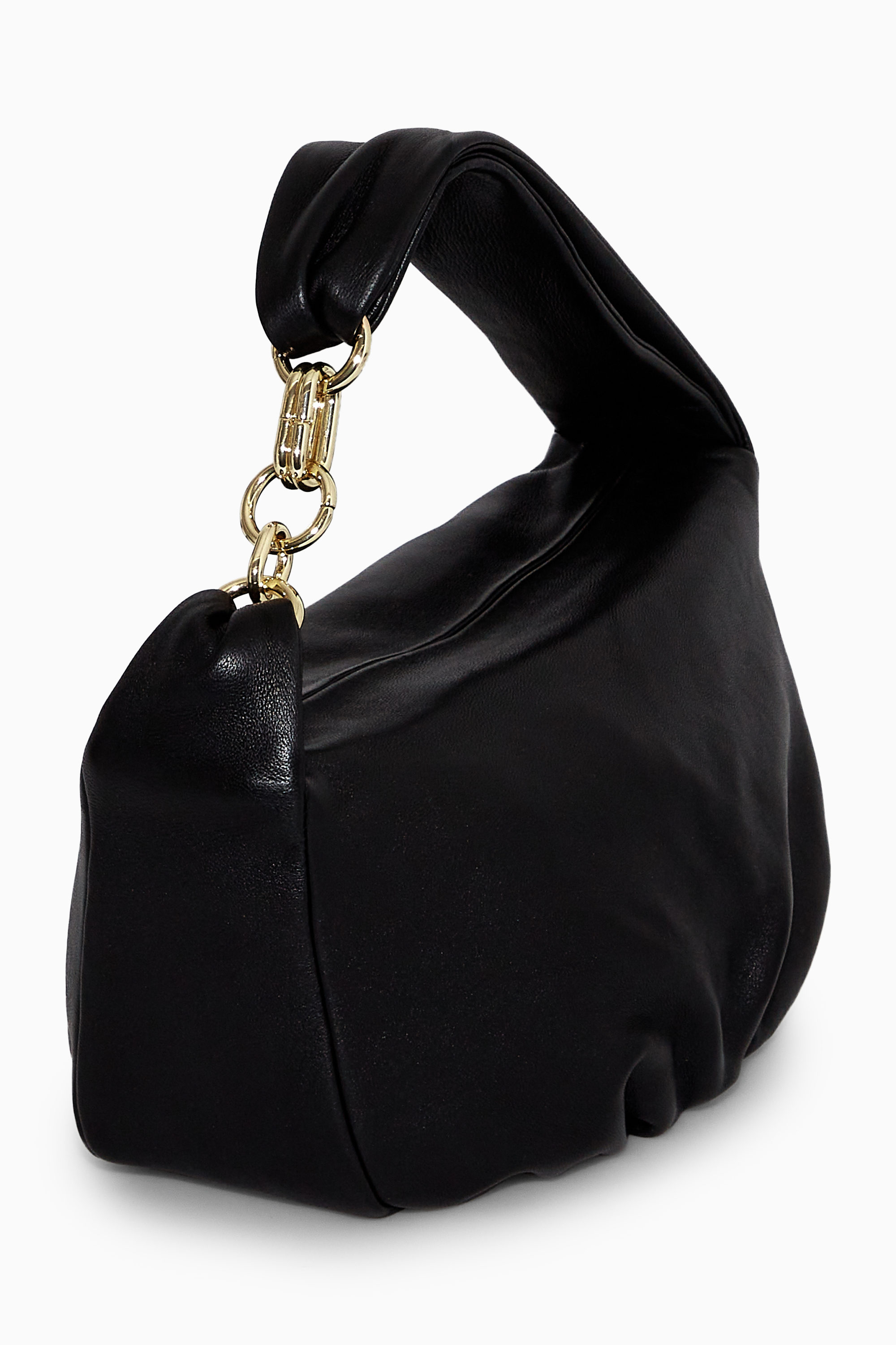 VIP【関税送料無料】希少 GOLDEN  USED BLACK LEATHER BAG Auth. GIANNI VERSACE VINTAGE Black Leather Shoulder Bag