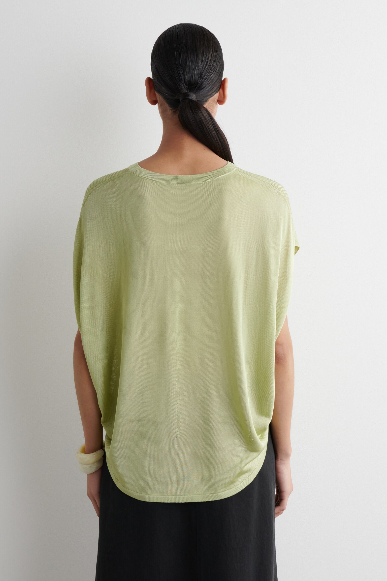 CAMISETA DE PUNTO DE CORTE CIRCULAR - VERDE CLARO/AZUL MARINO - 4