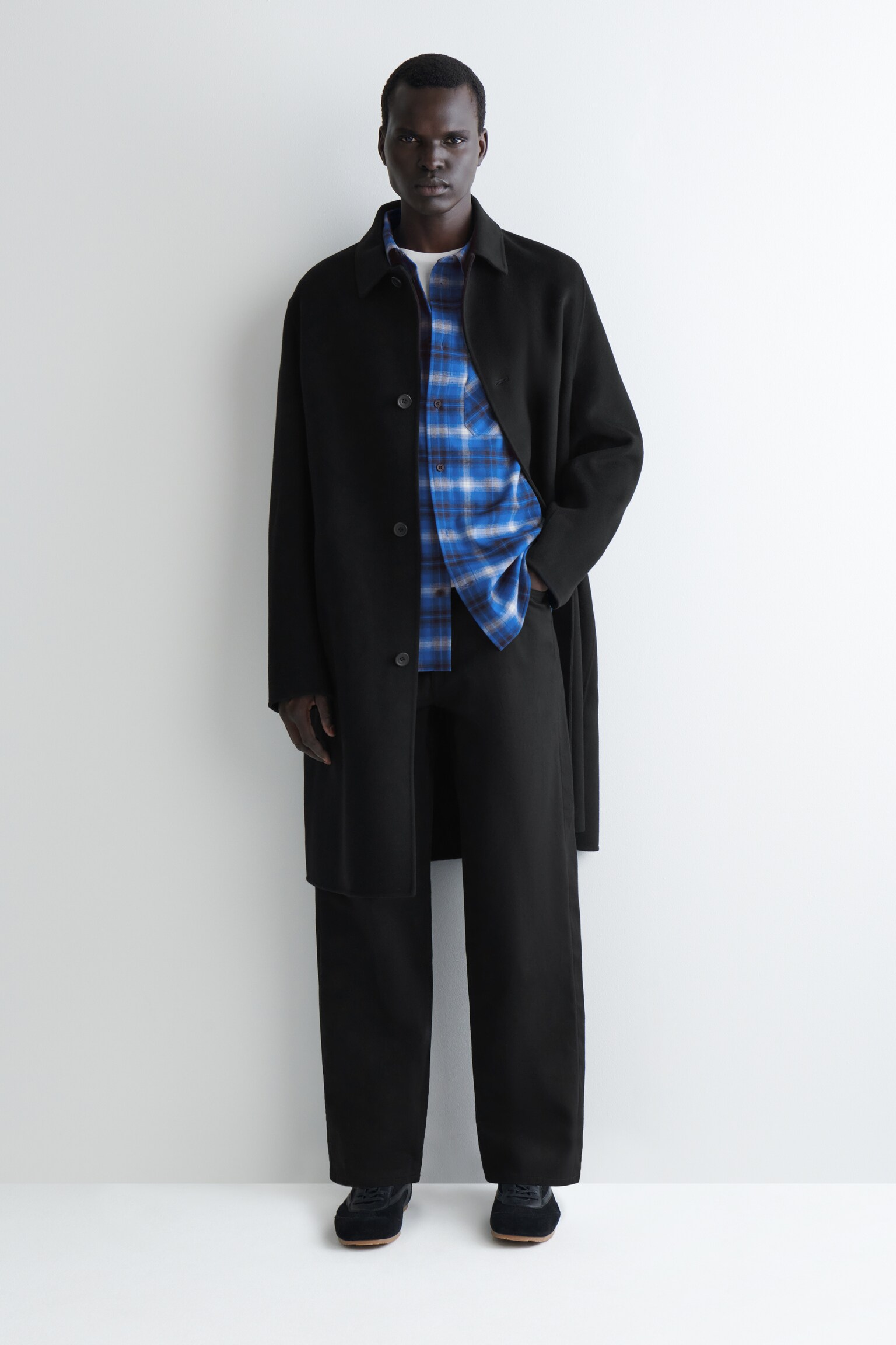 CAMISA DE CUADROS EN MEZCLA DE LANA RELAXED FIT - AZUL/CUADROS - 7