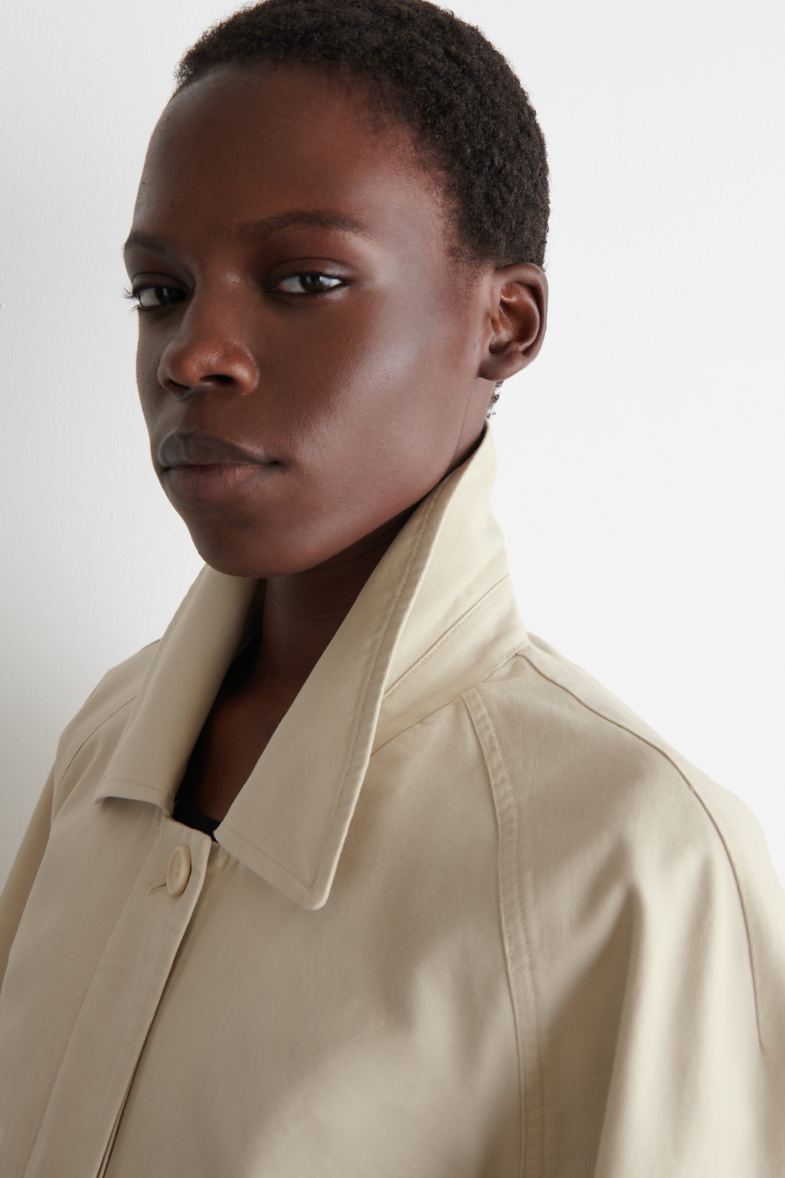 ROUNDED COTTON JACKET - LIGHT BEIGE - 8