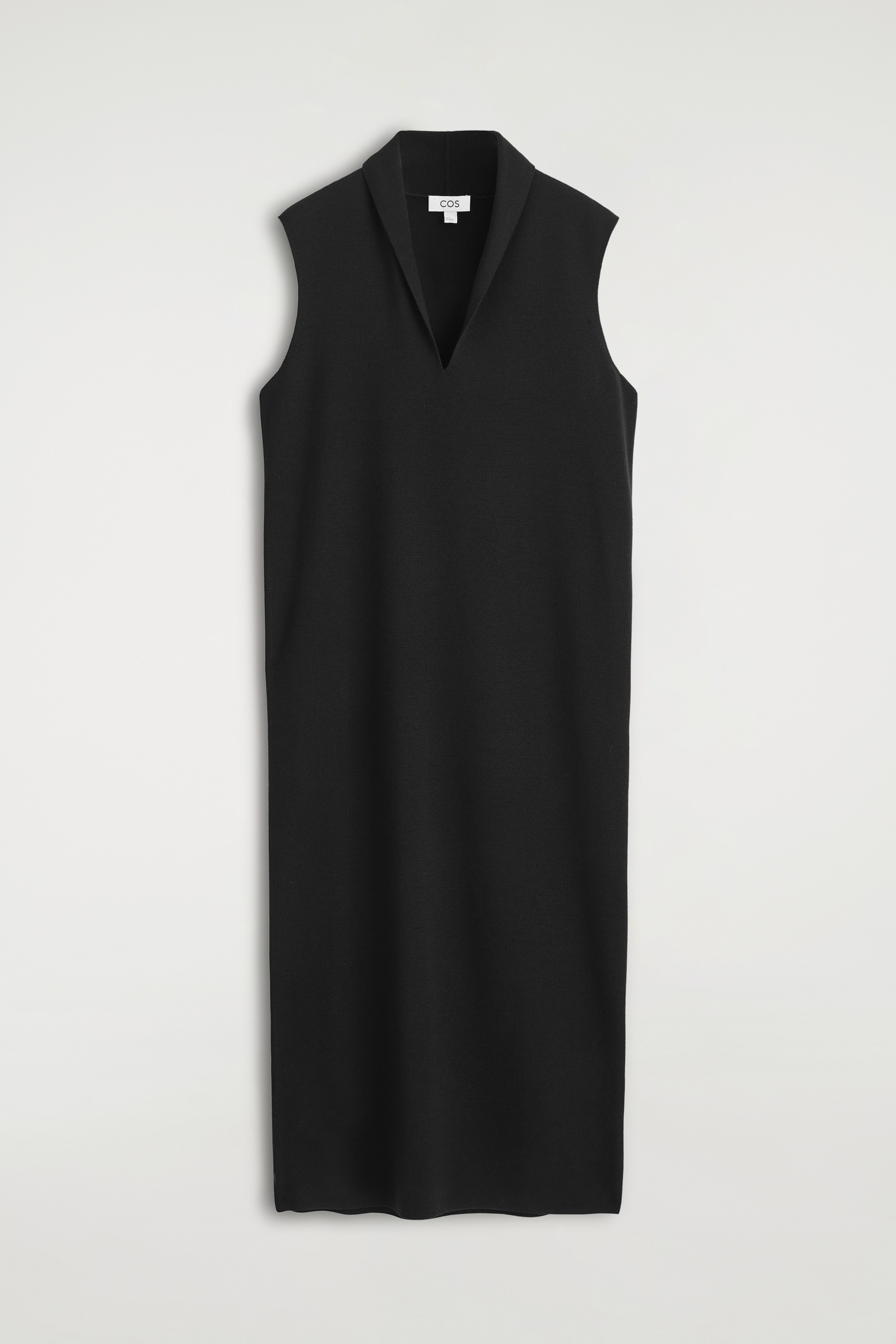 ROBE À COL DRAPÉ EN LAINE MÉRINOS - NOIR