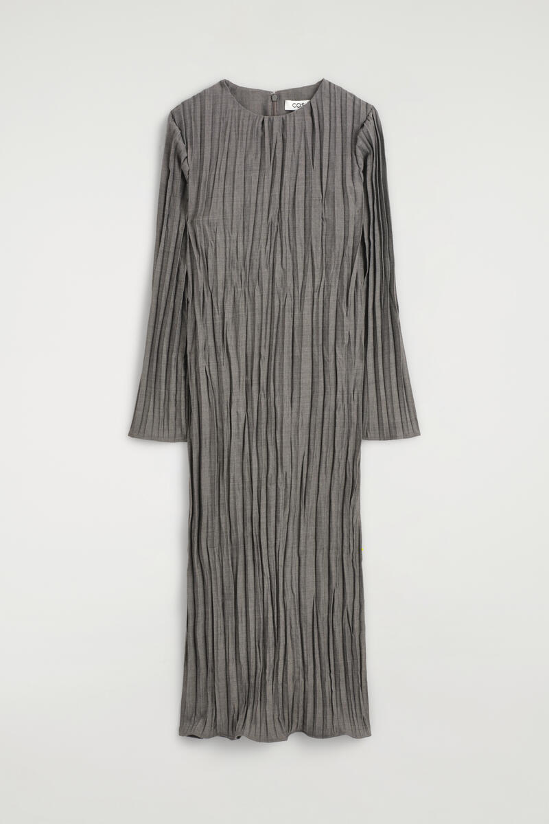 Crushed-Pleat Midi Dress