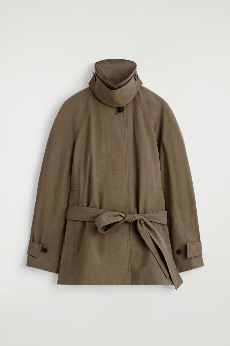 Belted Cotton Short Trench Coat
