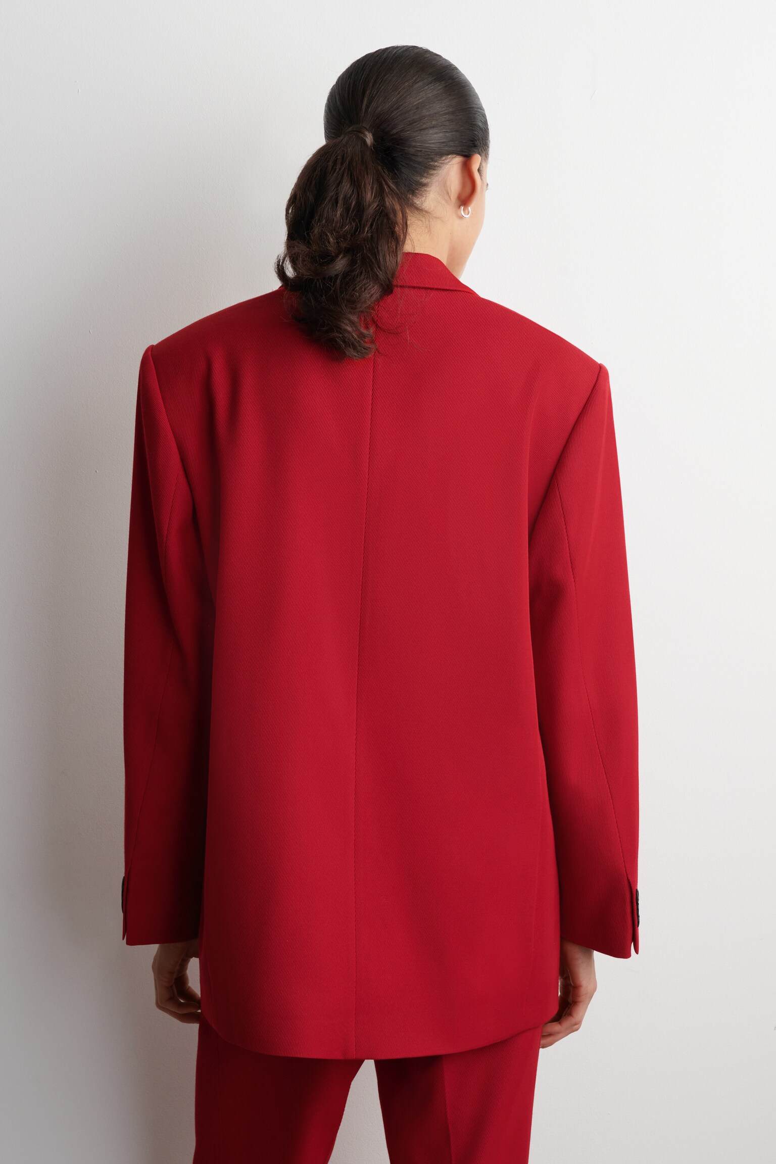 BLAZER CROISÉ EN LAINE MÉLANGÉE - ROUGE - 4