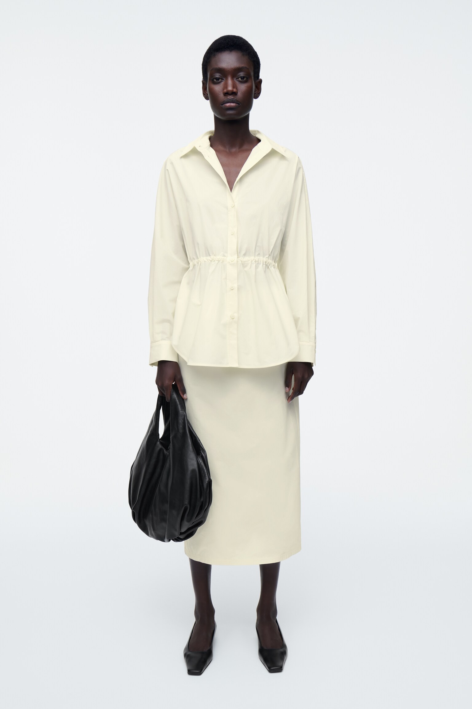 CHEMISE À TAILLE AJUSTABLE - JAUNE BEURRE/BLEU MARINE - 5