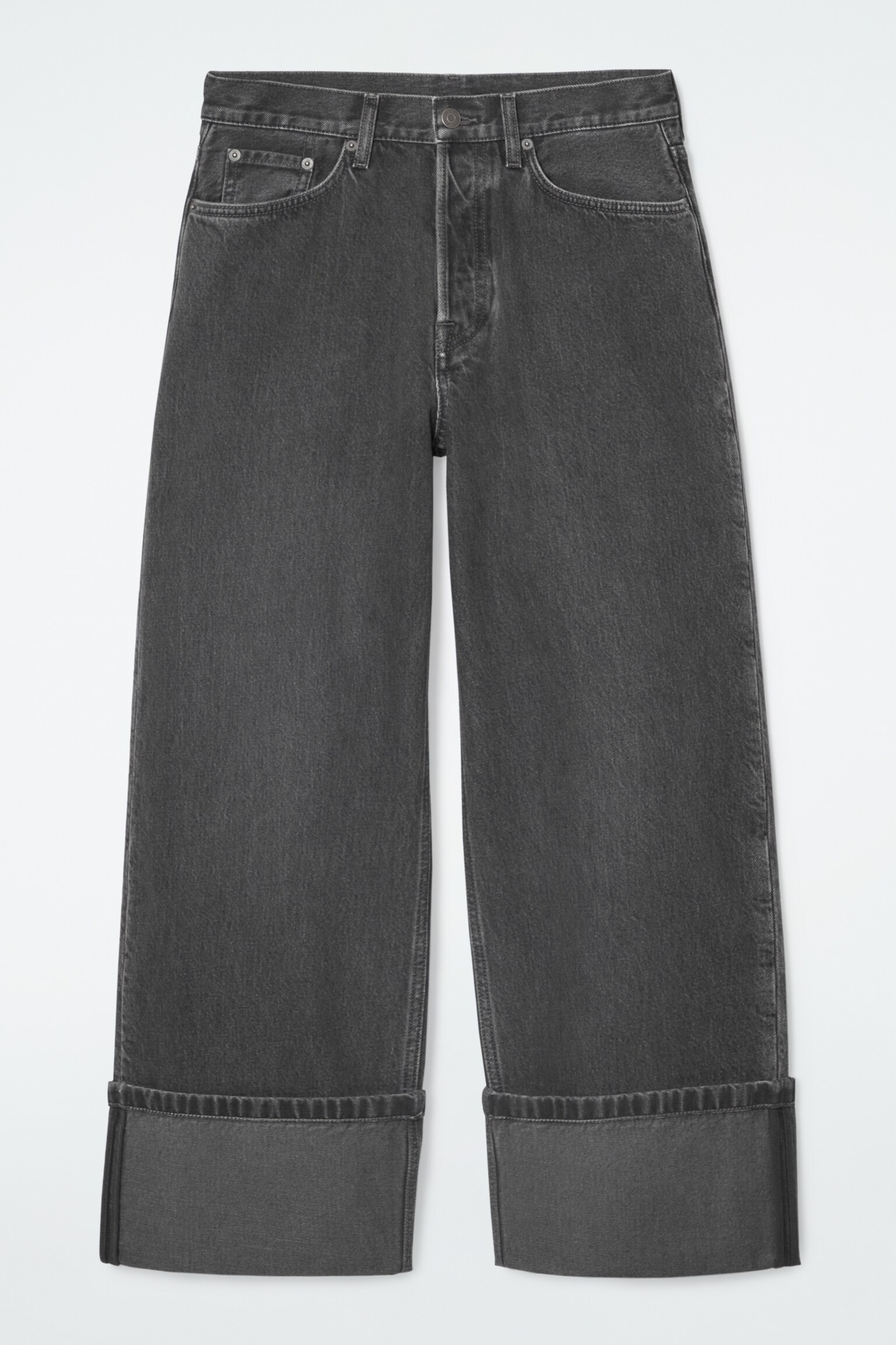 FACADE TURN-UP STRAIGHT-LEG JEANS - BLACK/ECRU/RAW INDIGO/LIGHT GREY