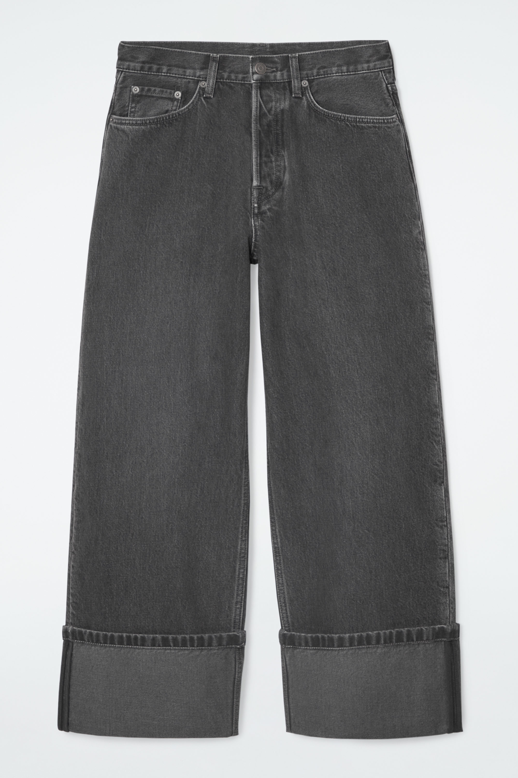 FACADE TURN-UP STRAIGHT-LEG JEANS - BLACK | COS