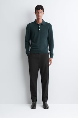 PURE CASHMERE POLO SWEATER — CHARCOAL 2