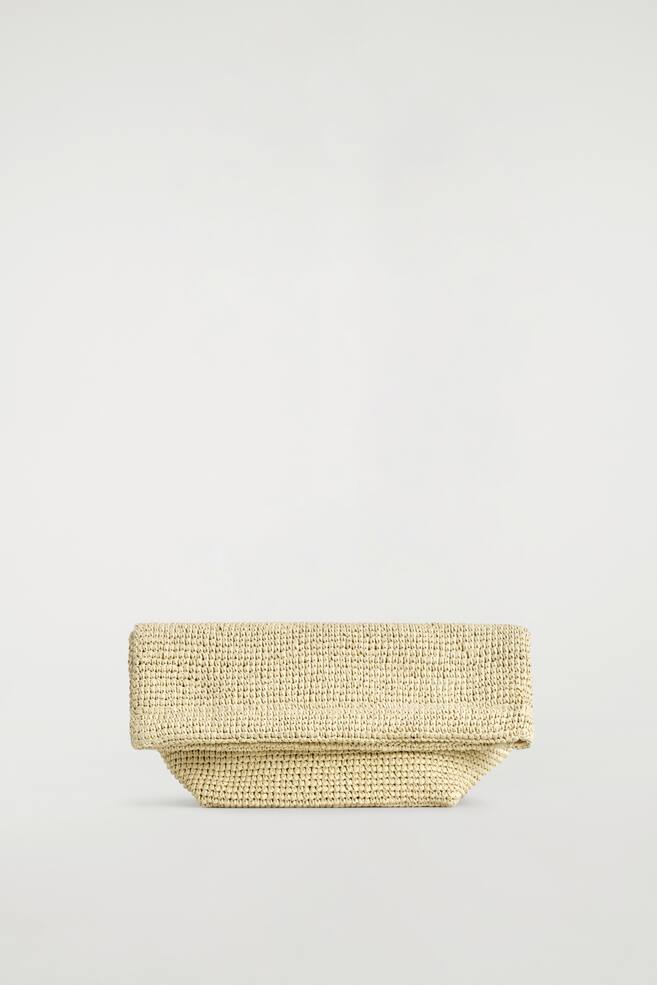 CLUTCH MIT UMSCHLAG - STROH - BEIGE/SCHWARZ - 1