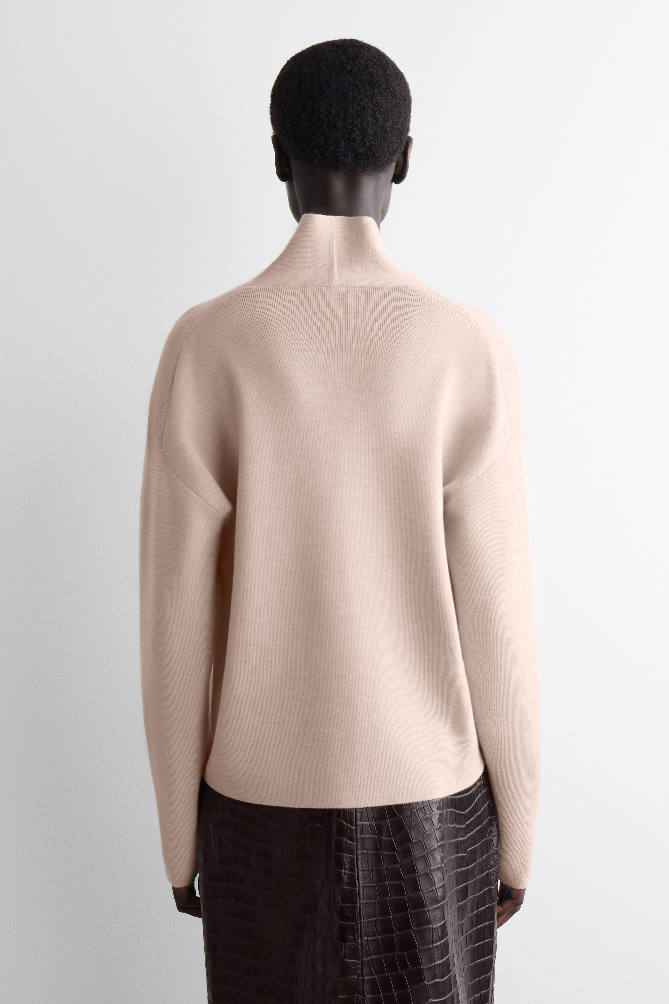 DRAPED MERINO WOOL V-NECK SWEATER