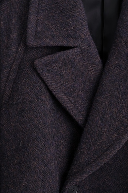 DOUBLE-FACED WOOL-BLEND HERRINGBONE COAT — DARK BROWN 7