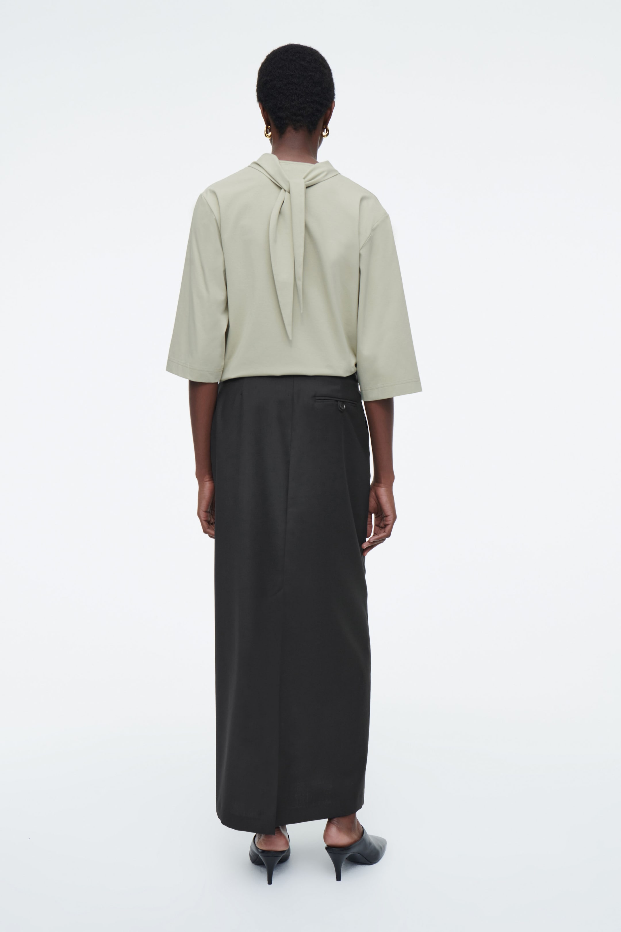 WOOL COLUMN MAXI SKIRT