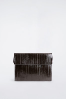 ENVELOPE LAPTOP SLEEVE - GRAINED LEATHER — BROWN / EEL EFFECT 5