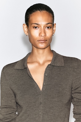 SEAMLESS MERINO WOOL SHIRT — LIGHT-BROWN MÉLANGE 6