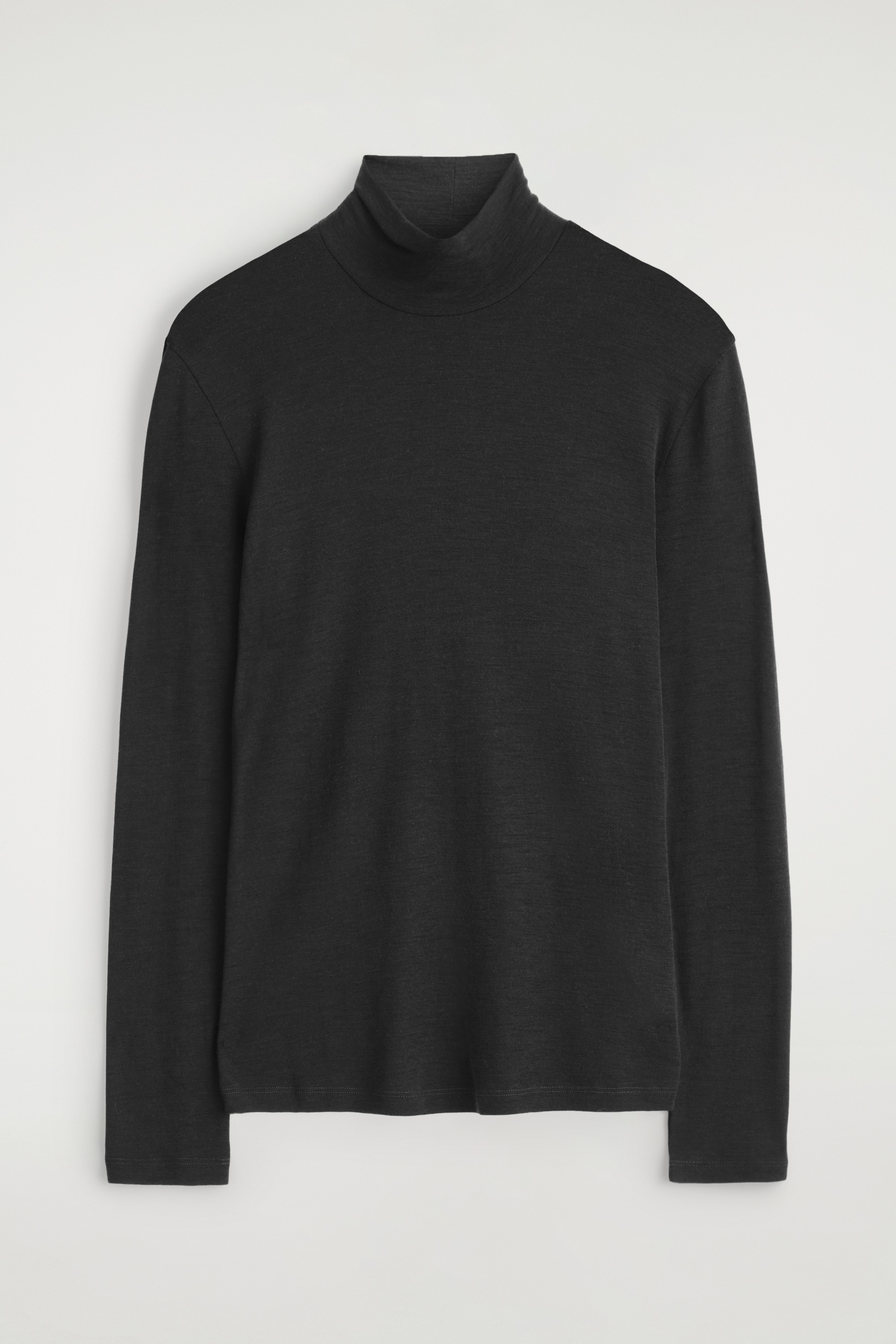 MAGLIONE SLIM IN JERSEY DI LANA A COLLO ALTO - NERO/GRIGIO SCURO/MARRONE SCURO