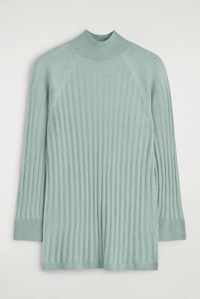 SHEER KNITTED SILK TOP - TURQUOISE - 1