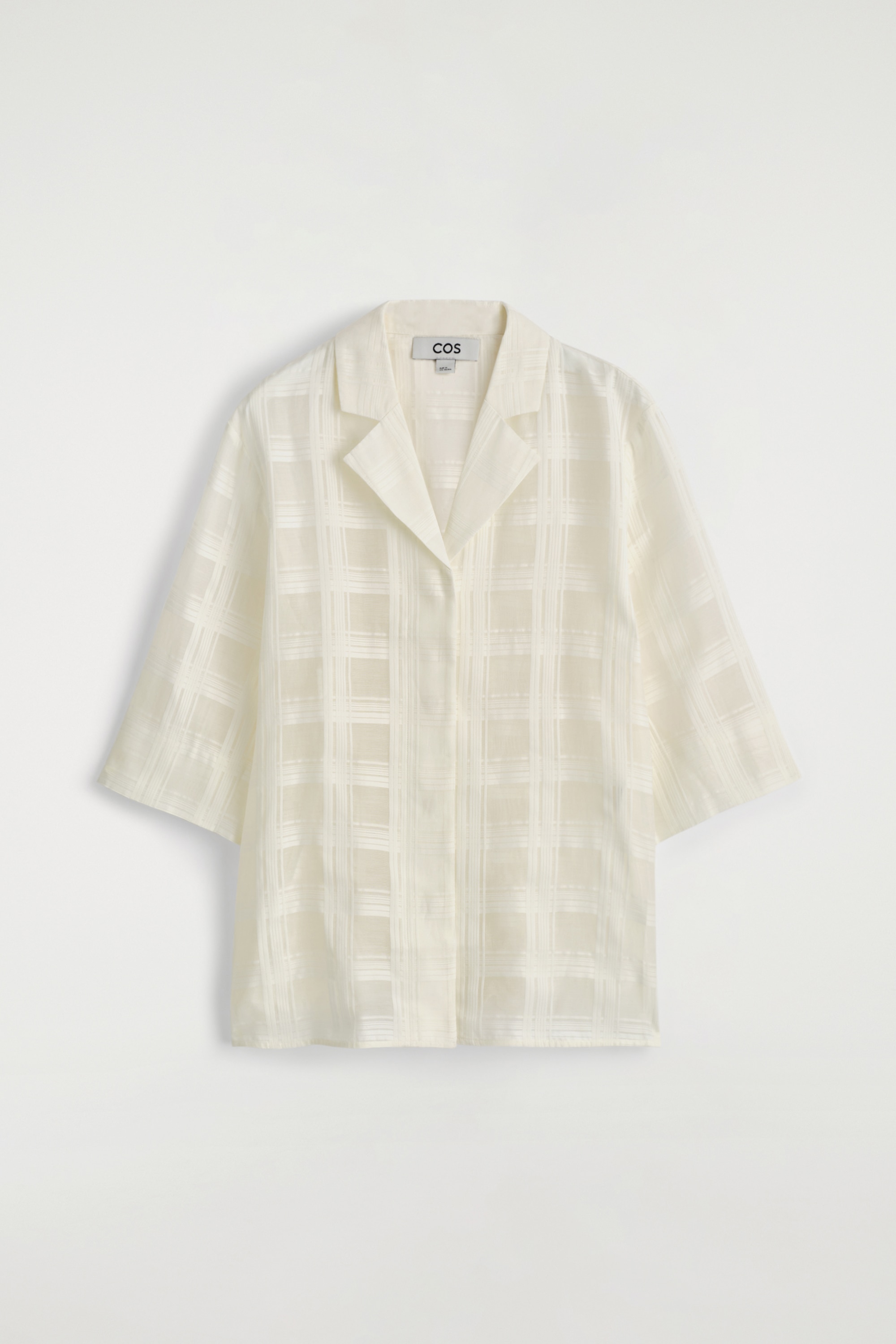 Průsvitná kostkovaná košile na dovolenou - BÍLÁ/TMAVĚ HNĚDÁ