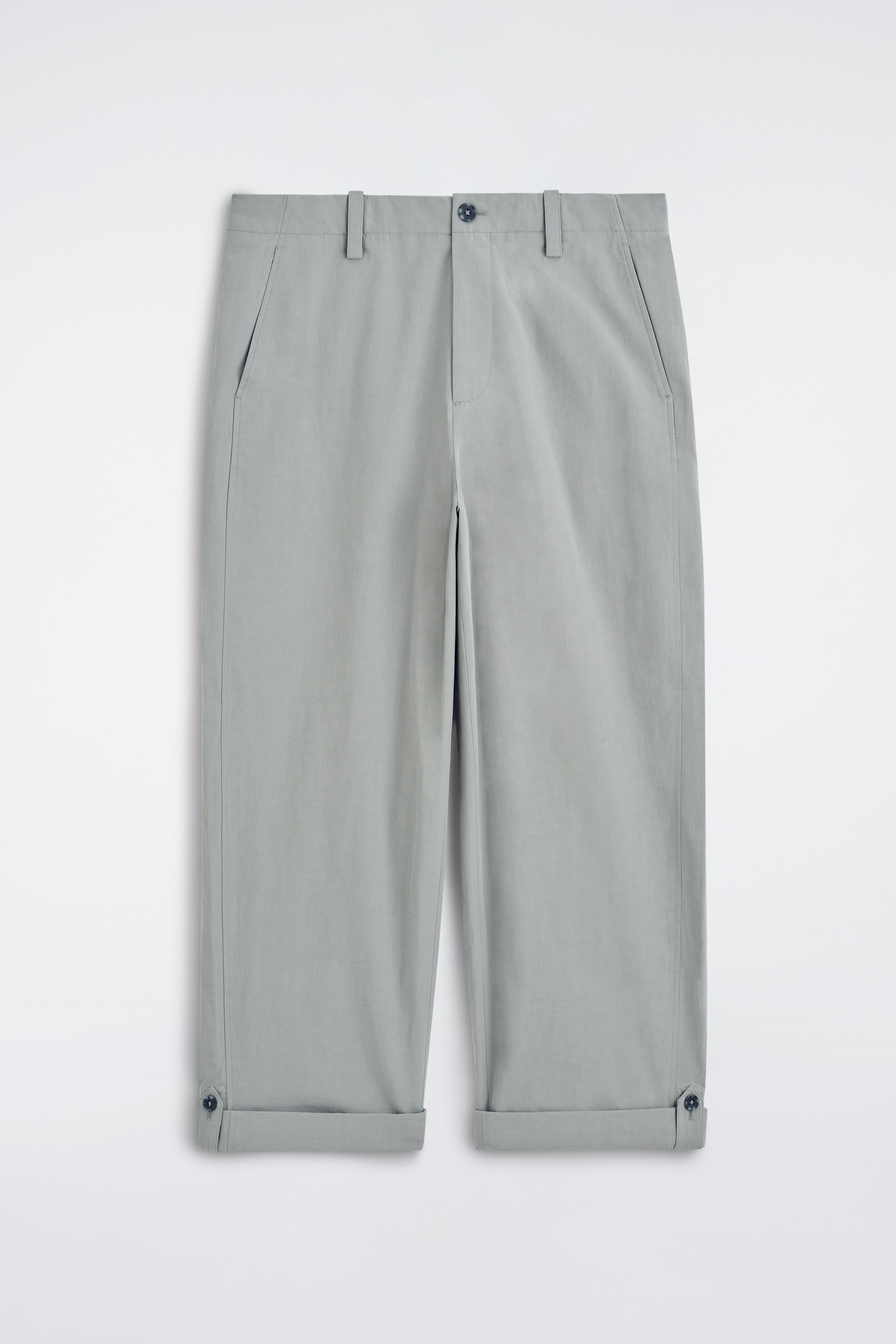 LOCKERE HOSE MIT GERADEM BEIN UND UMSCHLAG - GRAU/NAVYBLAU