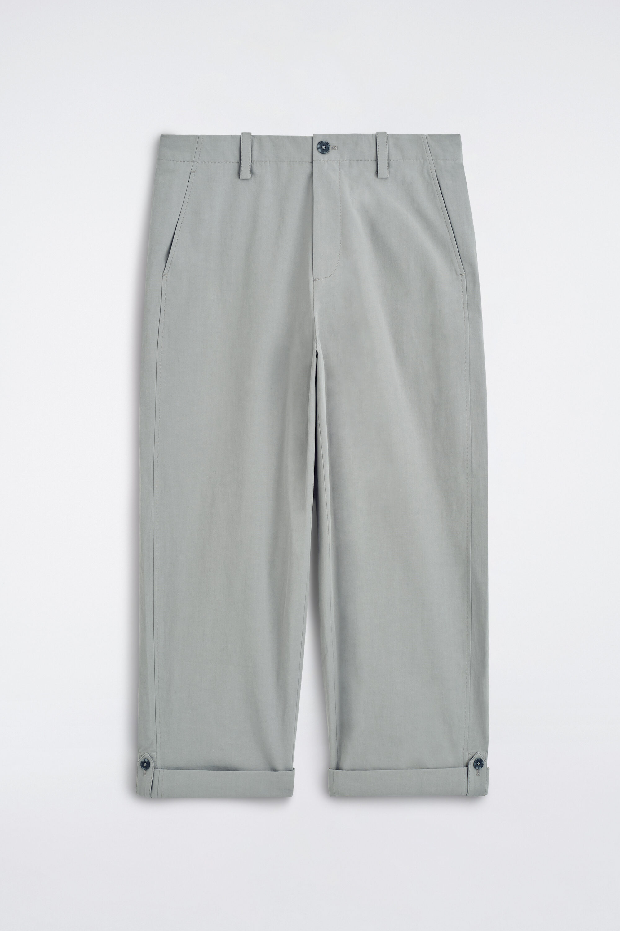 Relaxed-Fit Straight-Leg Turn-Up Trousers - Grey