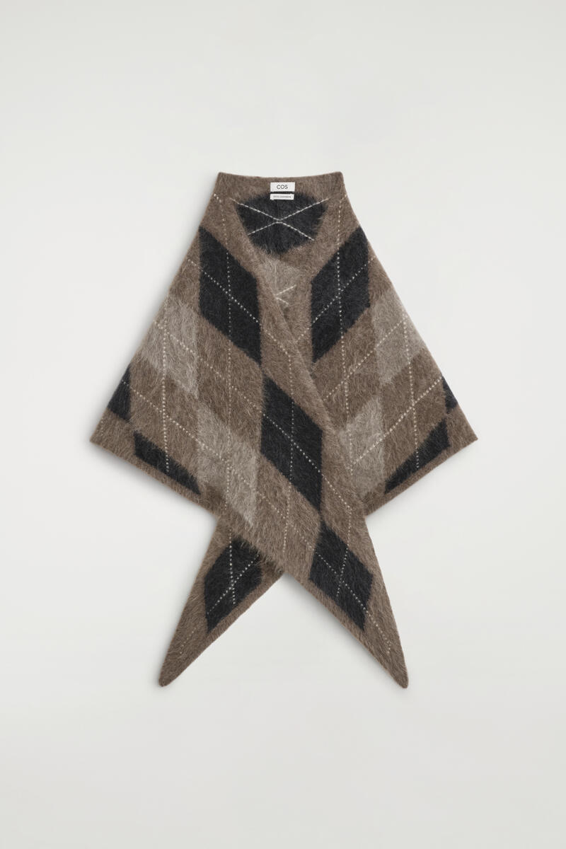 Argyle Brushed-Cashmere Triangle Scarf