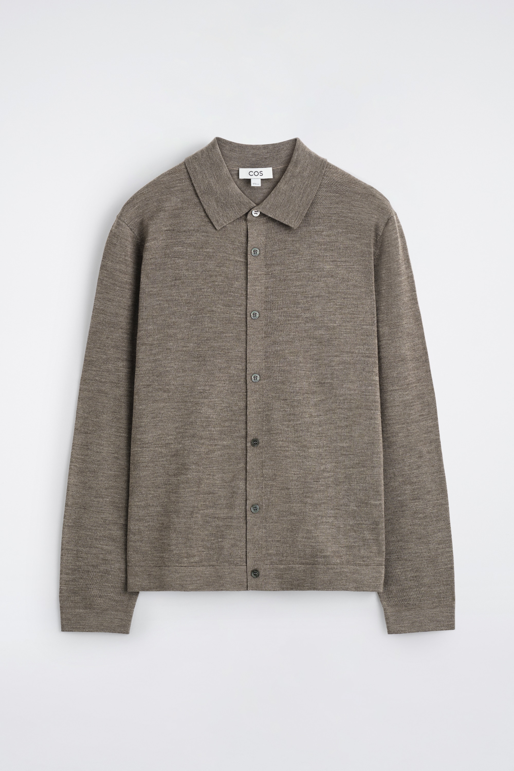 Gebreid shirt van merinowol - Bruin gemêleerd/antraciet/ZWART