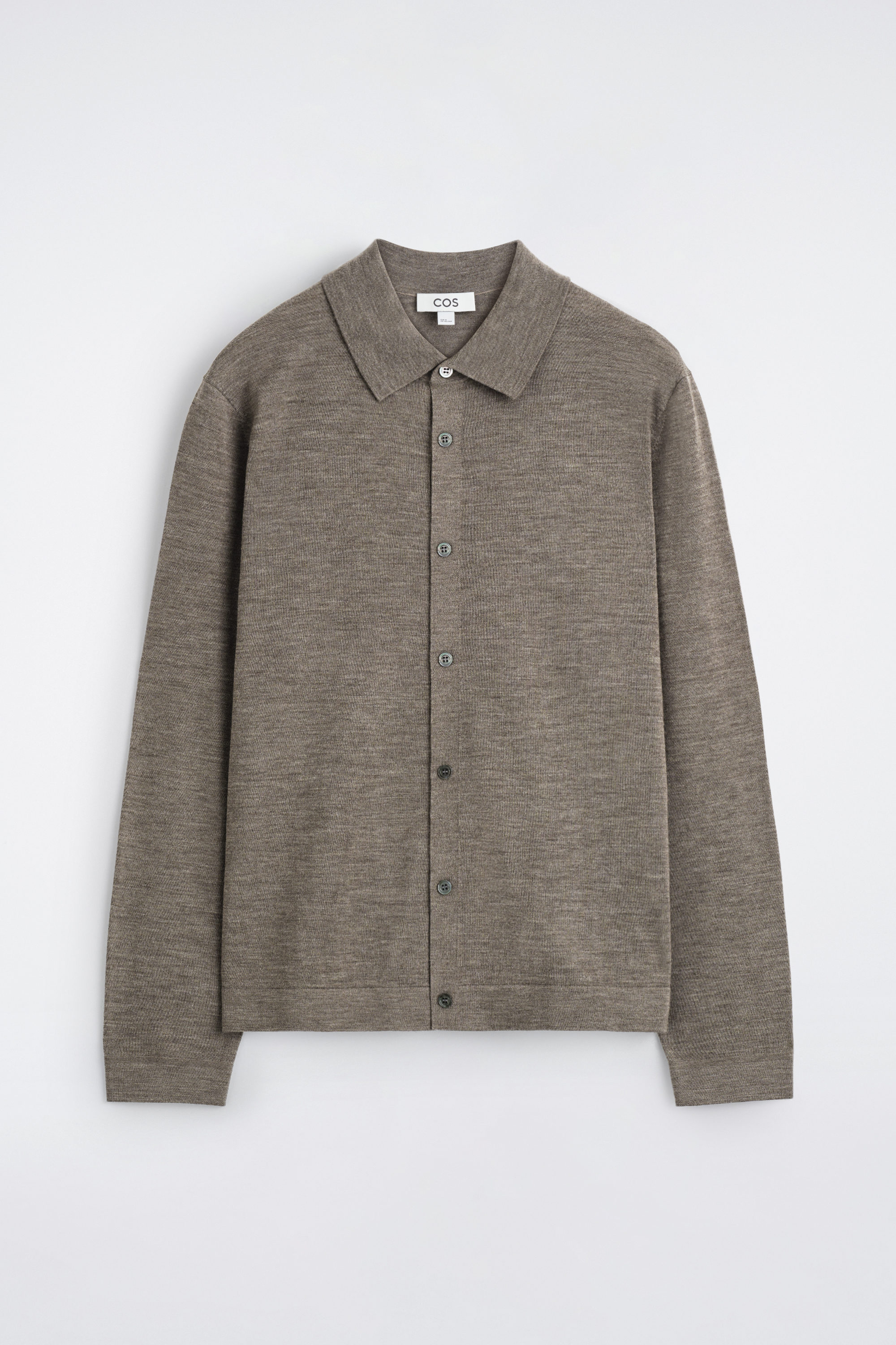 KNITTED MERINO WOOL SHIRT - BROWN MÉLANGE | COS US