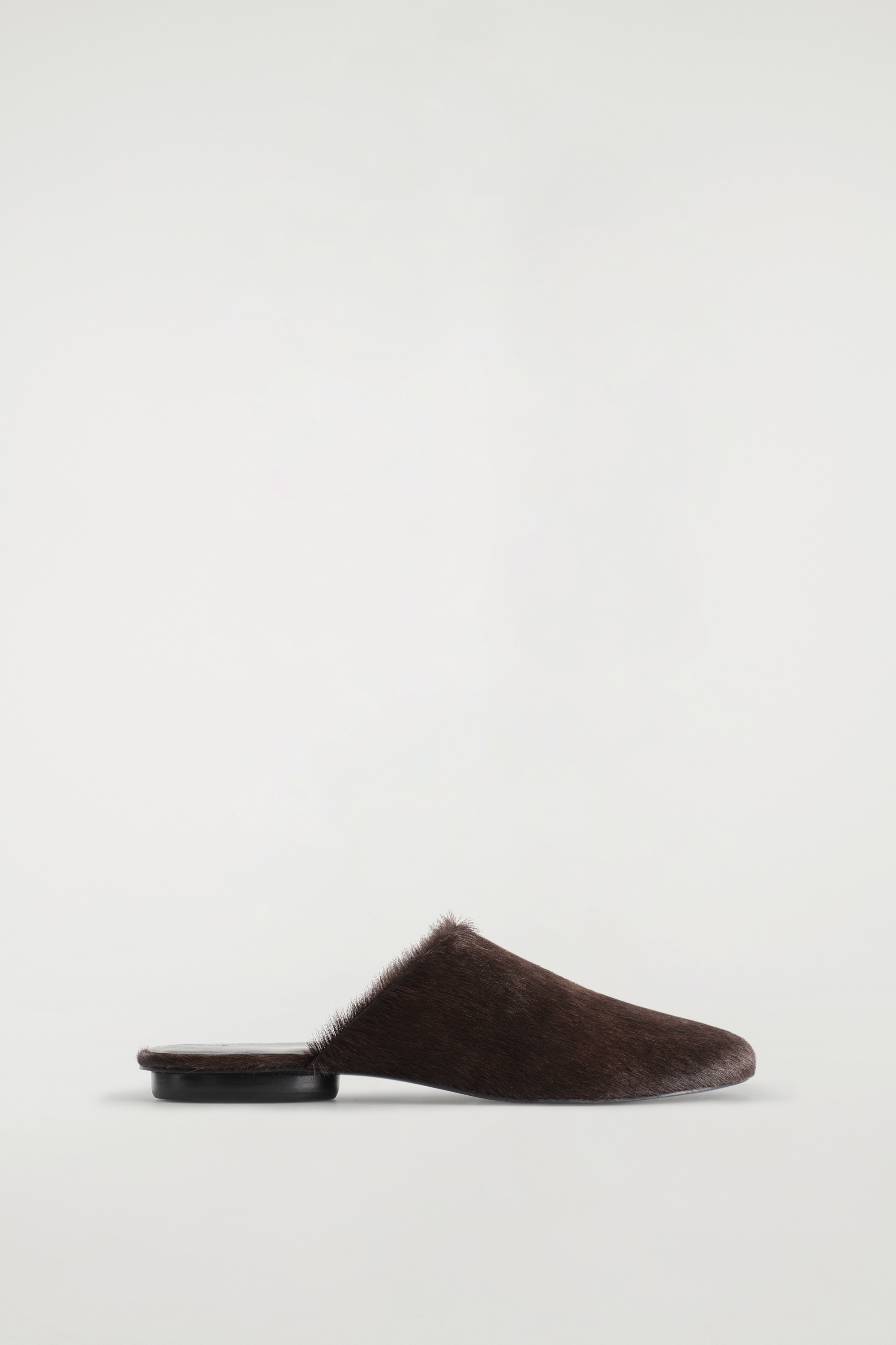 PONY-HAIR LEATHER MULES - DARK BROWN