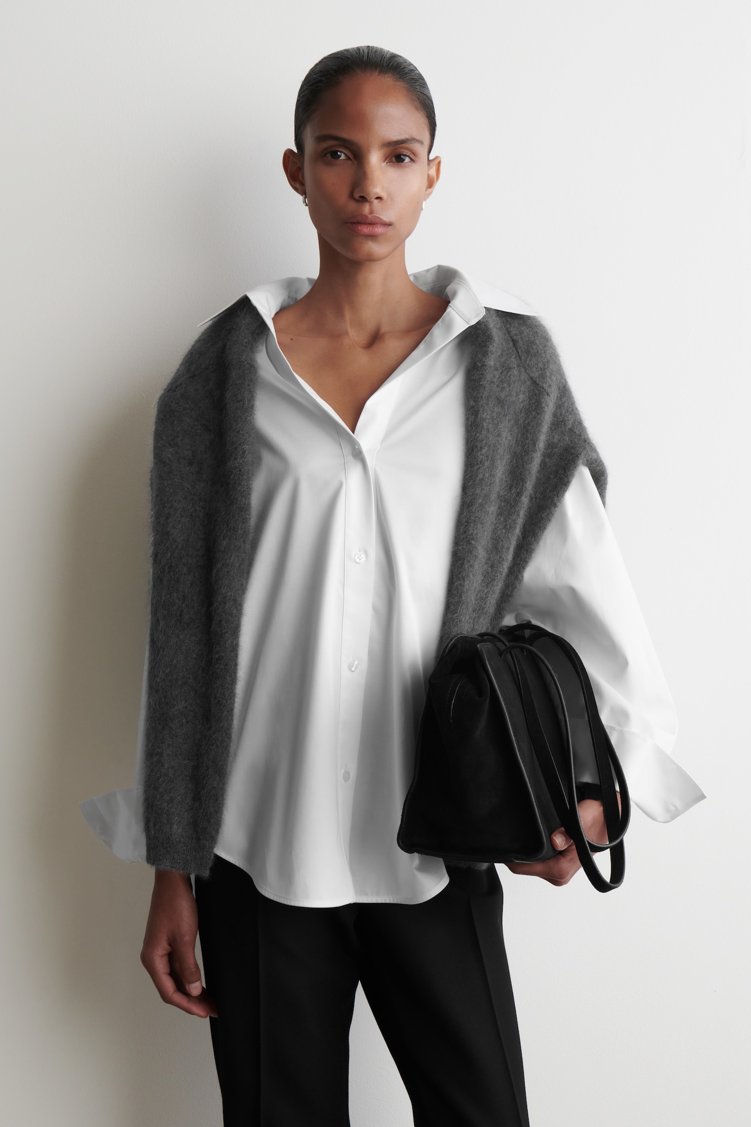 OPEN-COLLAR COTTON SHIRT - WHITE