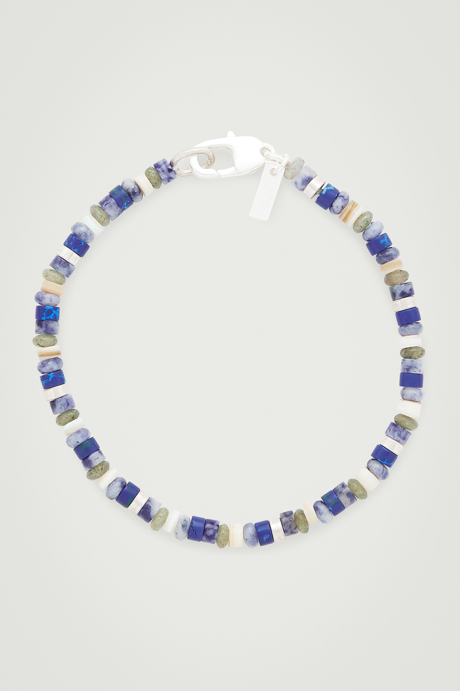 SEMI-PRECIOUS BEADED BRACELET - SILVER / BLUE / GREY/SILVER / ORANGE - 2