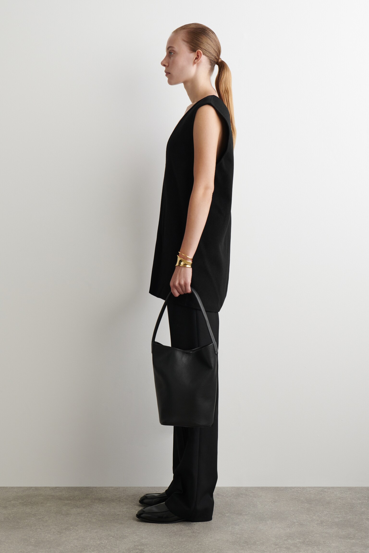 DOUBLE-FACED WOOL VEST - BLACK - 5