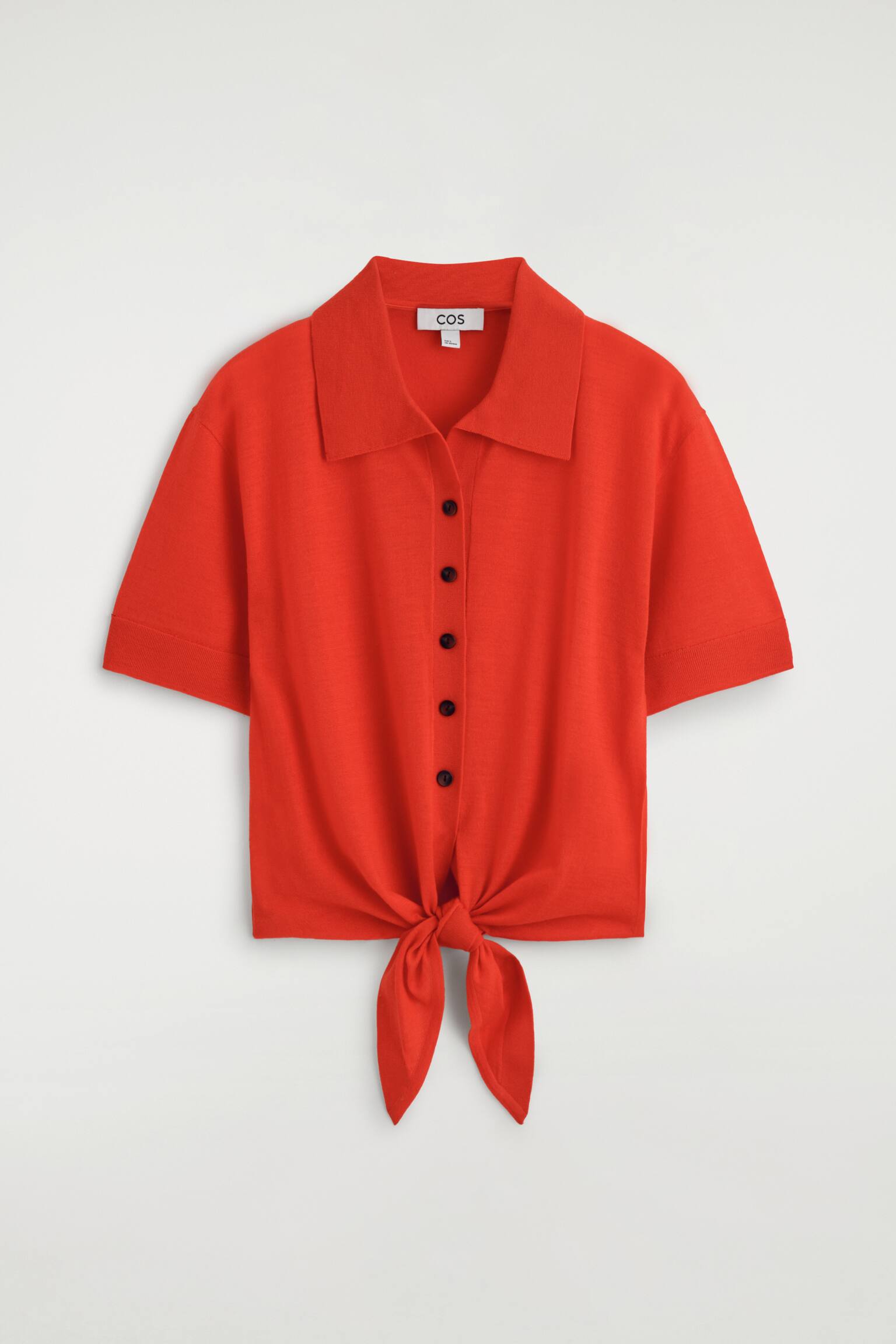 SKJORTA I ULLJERSEY MED KNUT I MIDJAN - ORANGE/VIT/SVART - 1