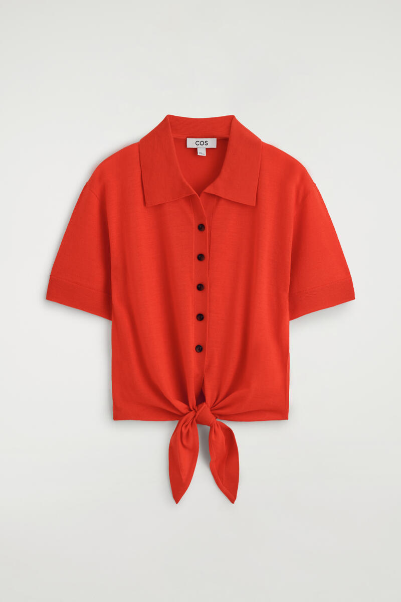 Tie-Front Knitted Wool Shirt