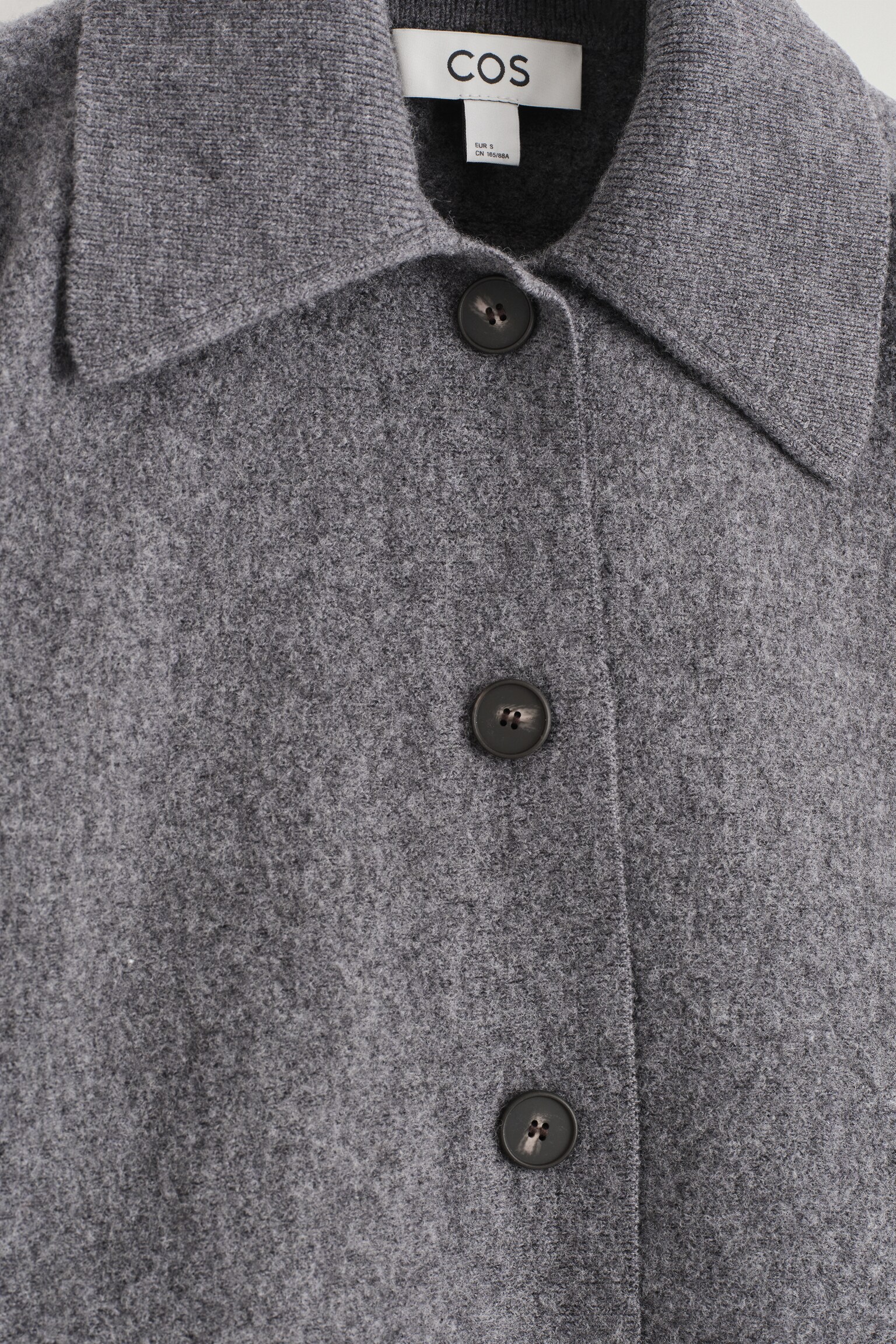 VESTE COURTE SCULPTÉE EN LAINE MÉRINOS - GRIS CHINÉ/BRUN FONCÉ/BEIGE / CARREAUX - 6