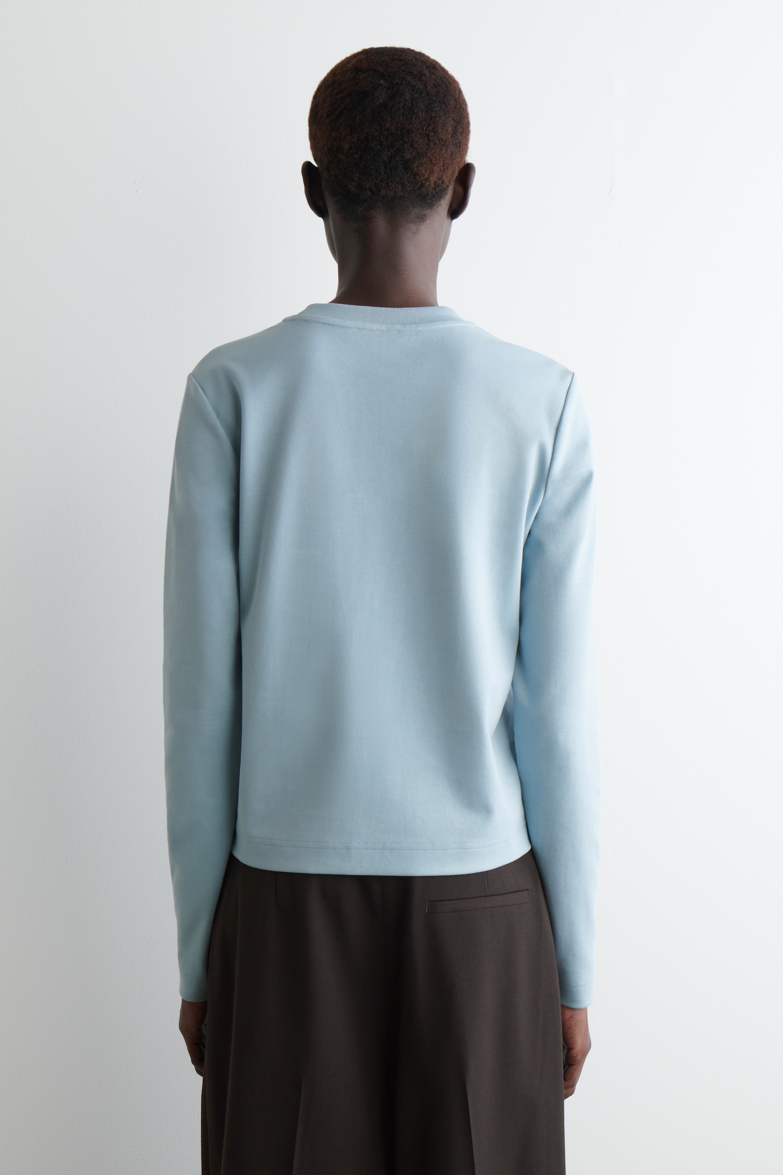 CLEAN CUT REGULAR LONG-SLEEVED T-SHIRT - LIGHT BLUE/NAVY / STRIPED/WHITE / BROWN/white/BEIGE / UNDYED/BLACK/ECRU / NAVY / BROWN / STRIPED/WHITE / BEIGE / STRIPED/GREEN MÉLANGE - 3