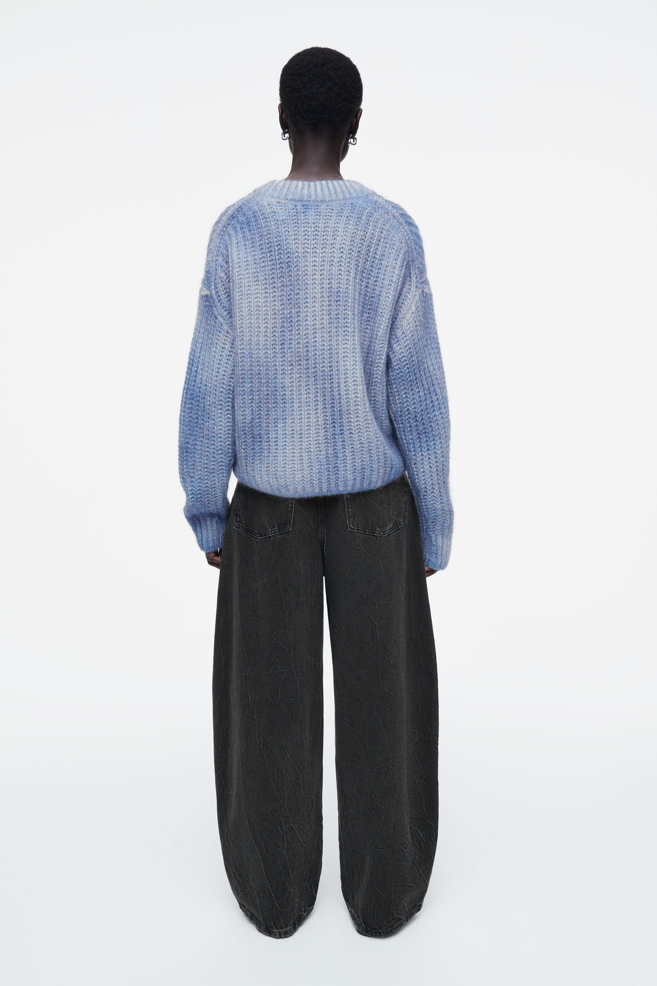 SPRAY-EFFECT MOHAIR V-NECK SWEATER