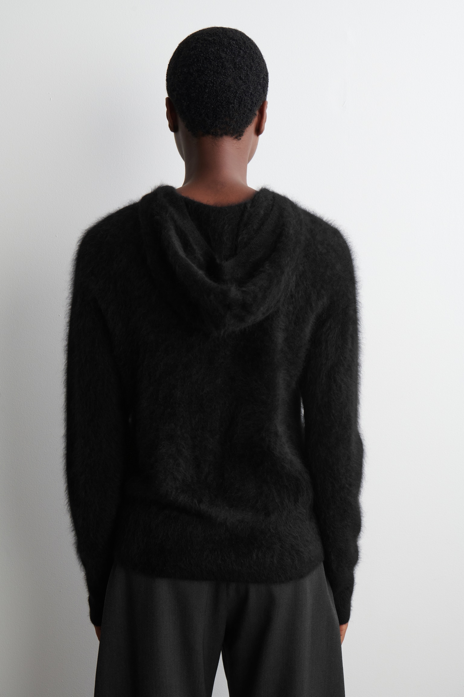BRUSHED-CASHMERE HOODIE - BLACK/GREEN-GREY - 7