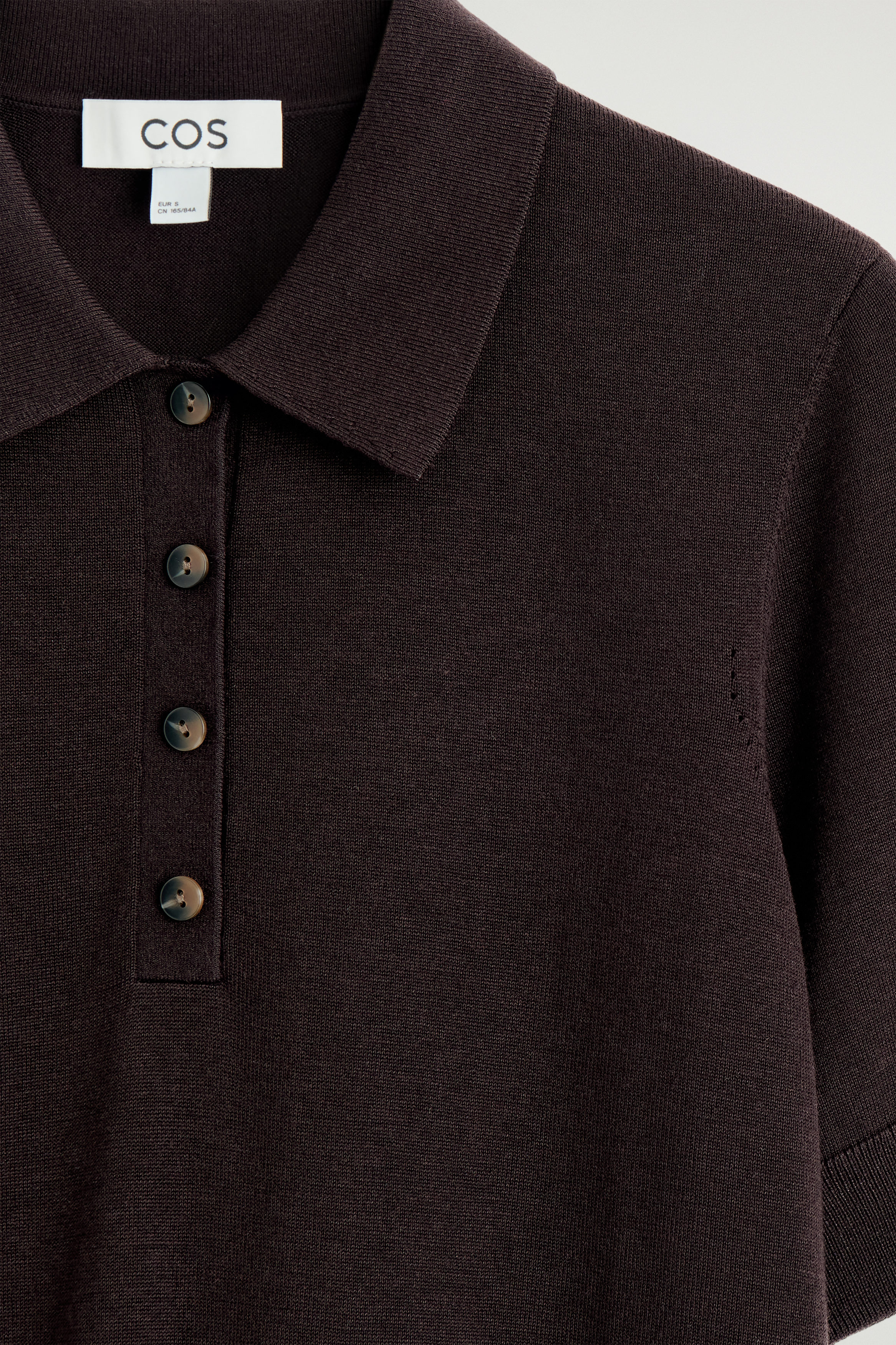 SHRUNKEN WOOL-BLEND POLO SHIRT - DARK BROWN | COS US