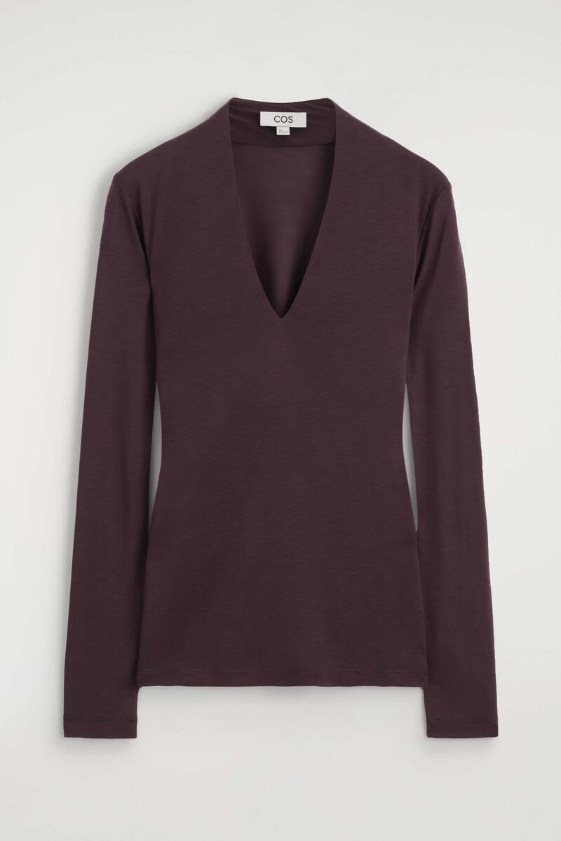 Draped Jersey V-Neck Top